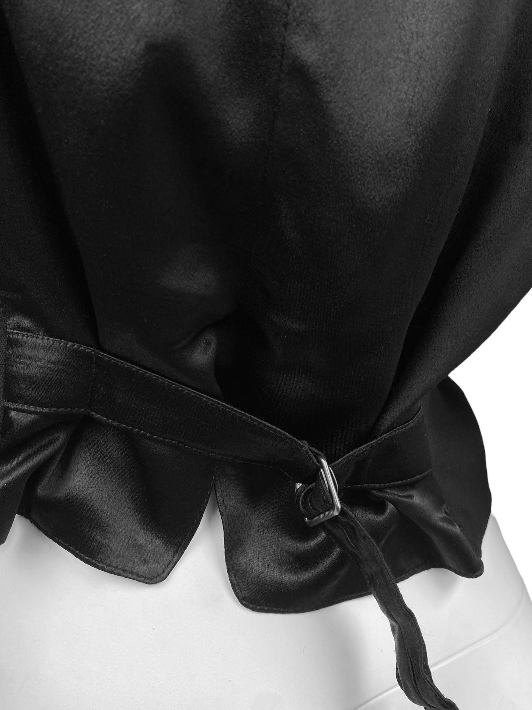 ANN DEMEULEMEESTER 1990s BLACK WOOL TIE CLOSURE WAISTCOAT For Sale 3