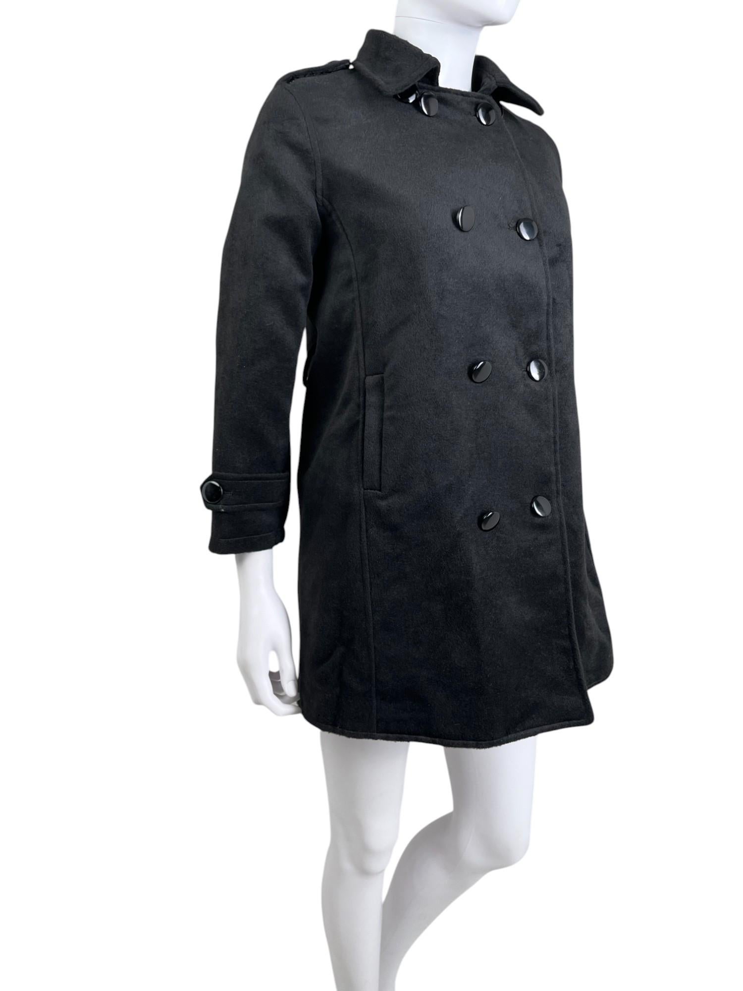 Ann Demeulemeester 2000's Black Button Up Wool Coat in vendita 1