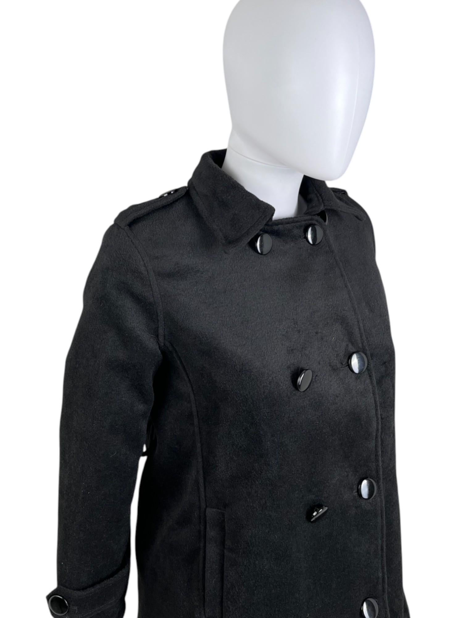 Ann Demeulemeester 2000's Black Button Up Wool Coat in vendita 2