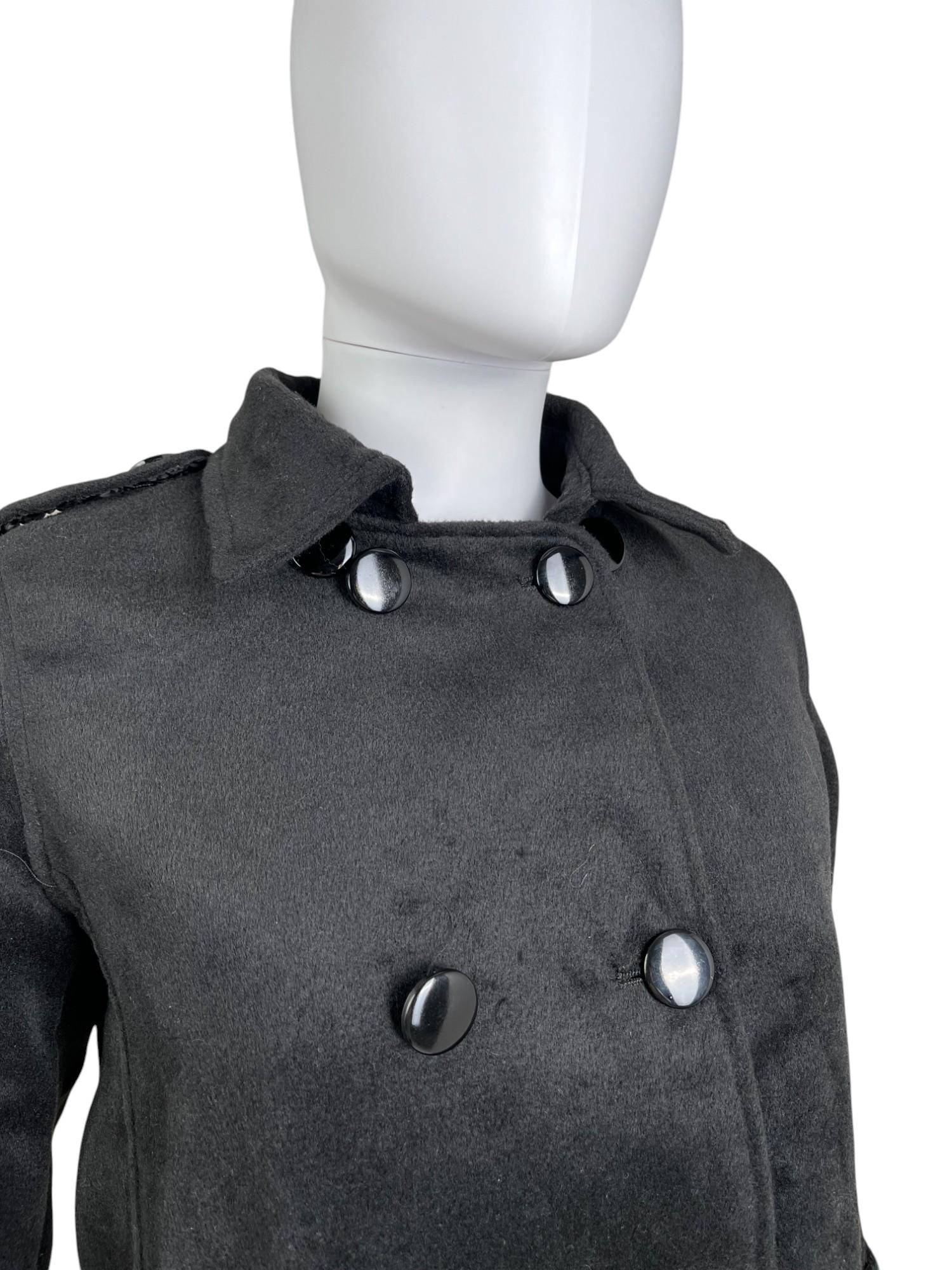 Ann Demeulemeester 2000's Black Button Up Wool Coat in vendita 3
