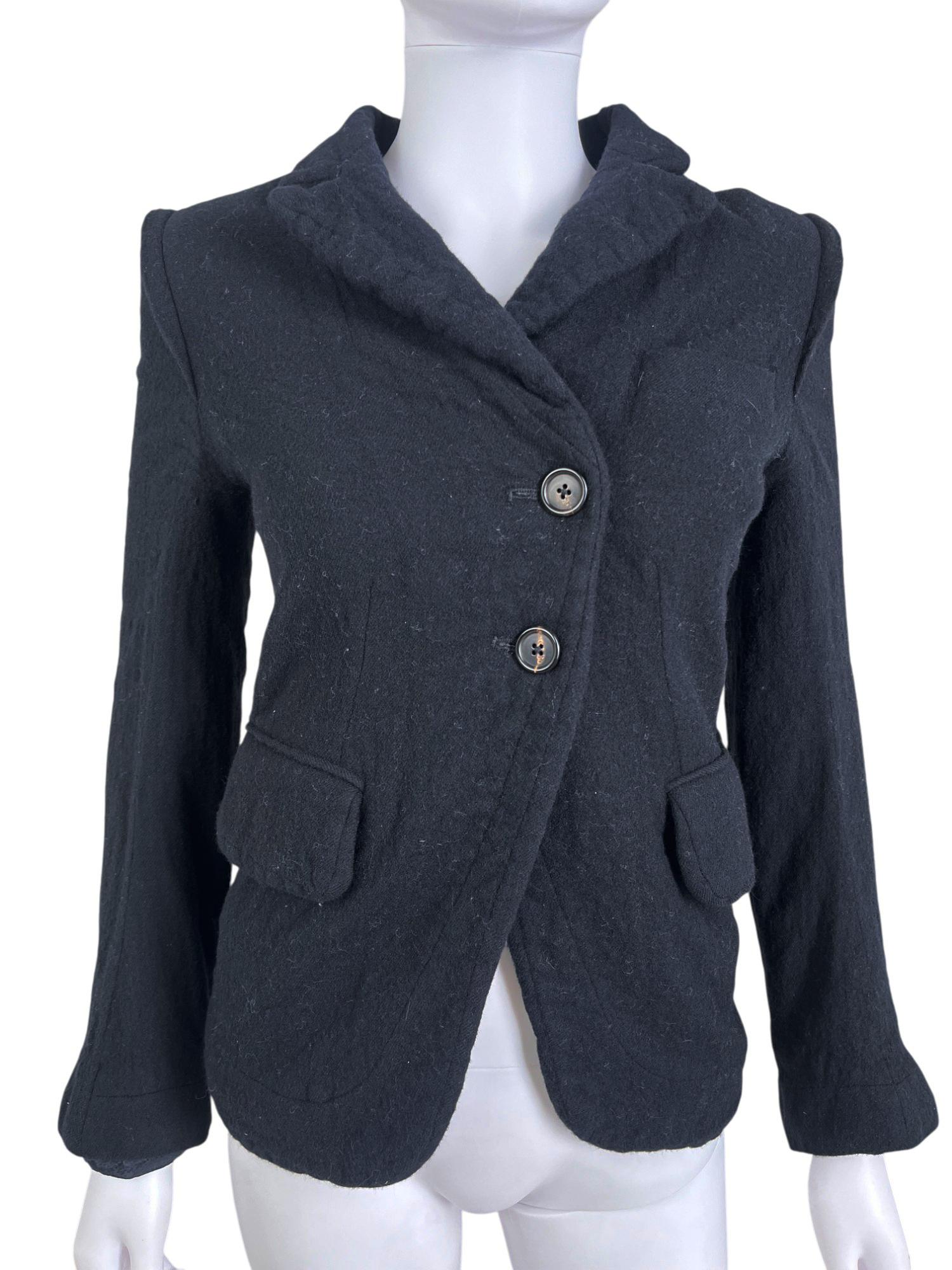 Ann Demeulemeester 2000's Schwarzer Wollblazer (Black) im Angebot