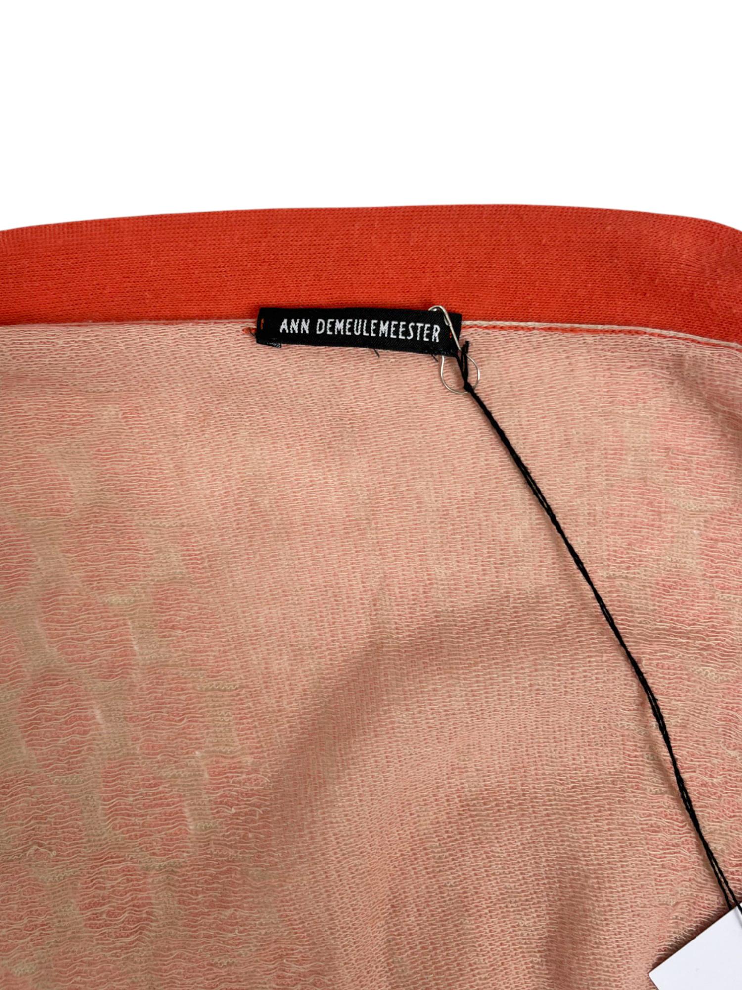 Ann Demeulemeester 2000's Semitransparent Gestreifte Orange Strickjacke im Angebot 2