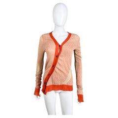 Ann Demeulemeester 2000's Semitransparent Striped Orange Cardigan