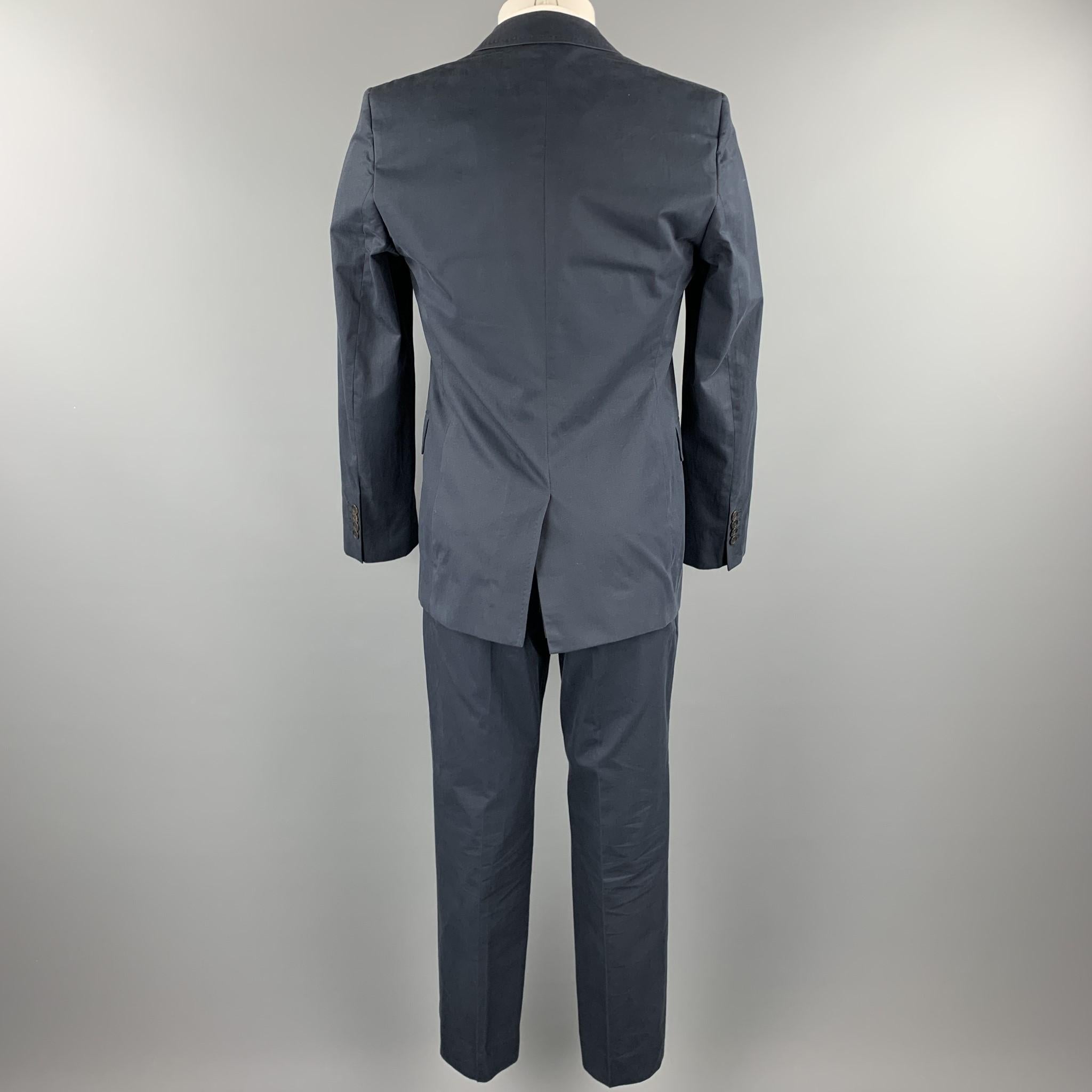 Black ANN DEMEULEMEESTER 38 Regular Navy Cotton Notch Lapel Suit