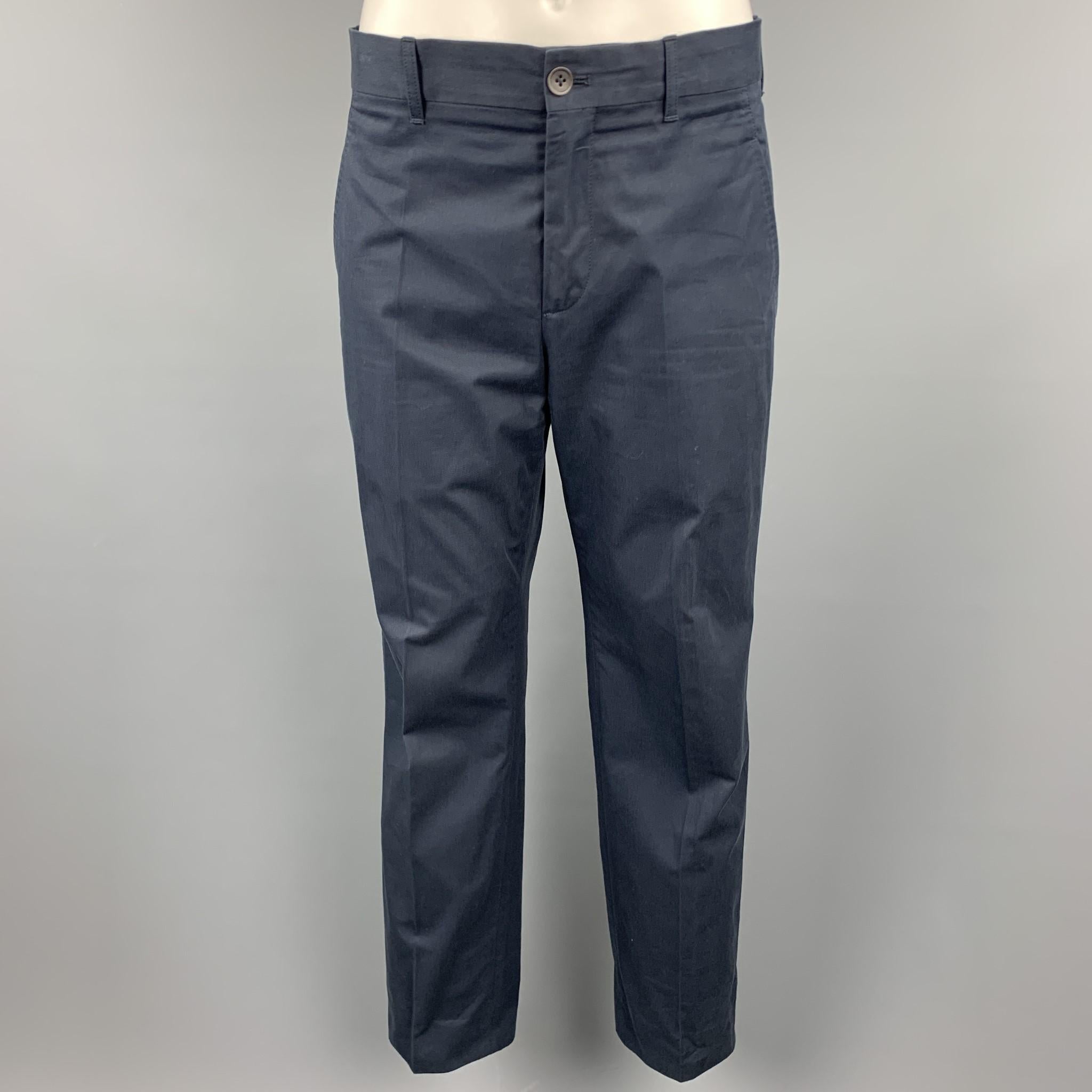 Men's ANN DEMEULEMEESTER 38 Regular Navy Cotton Notch Lapel Suit