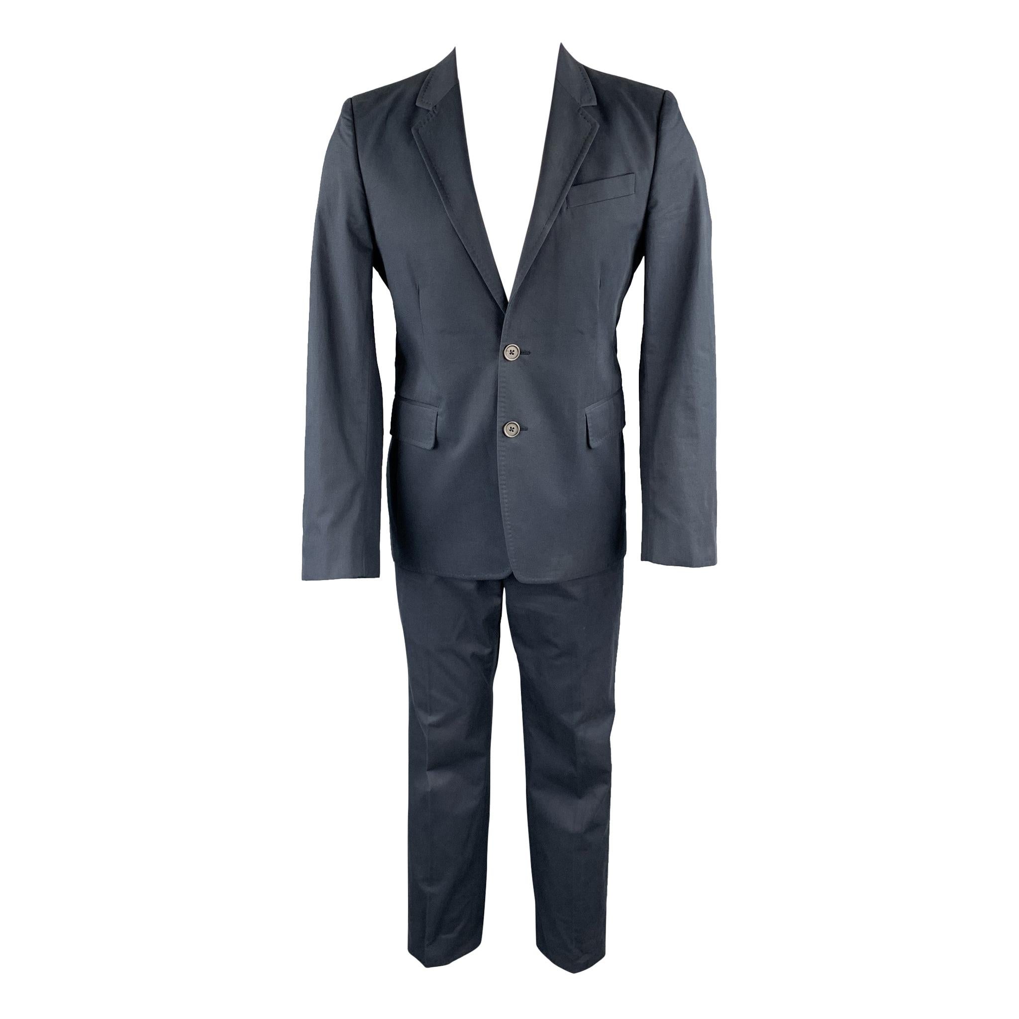 ANN DEMEULEMEESTER 38 Regular Navy Cotton Notch Lapel Suit