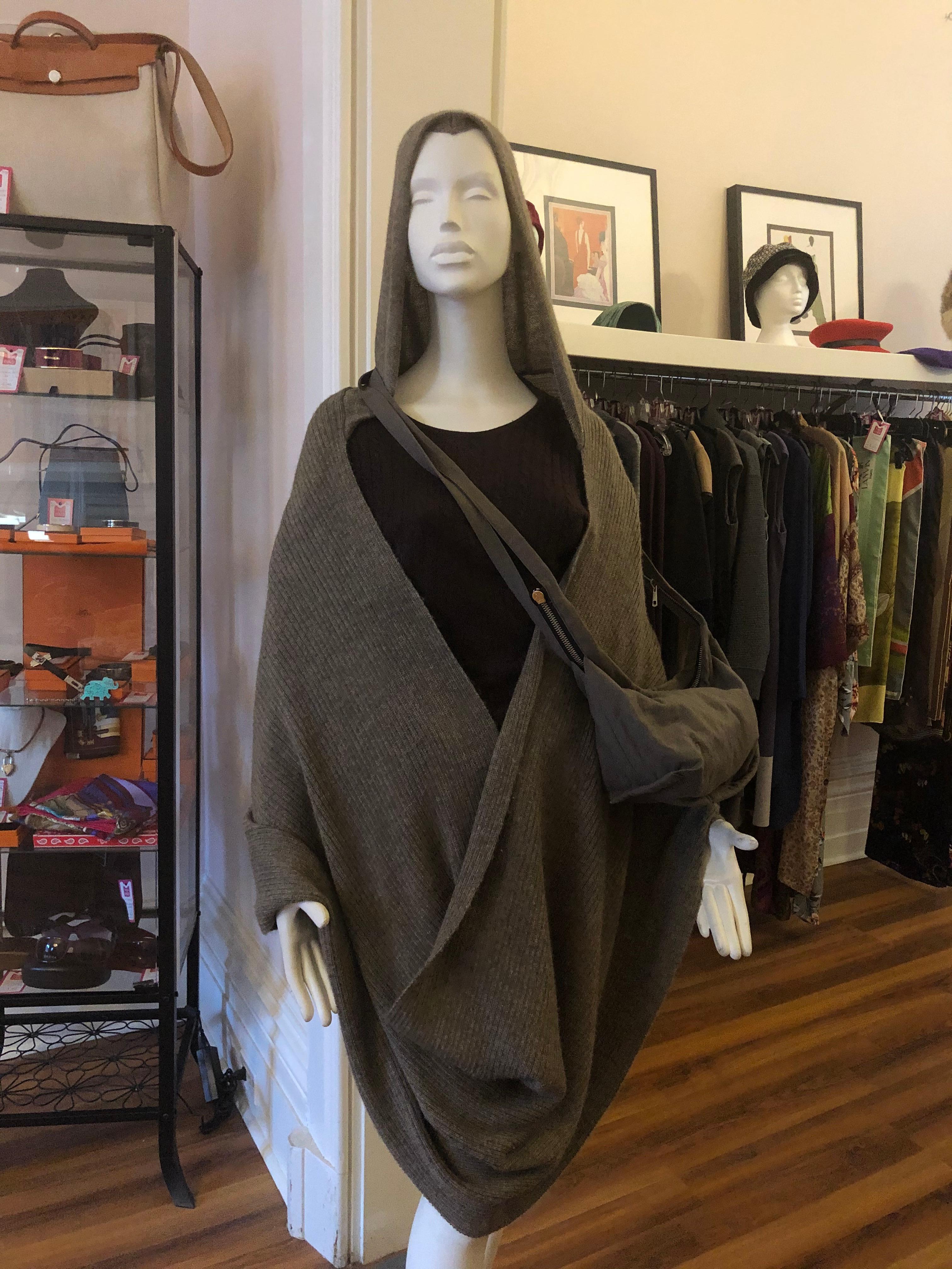 Ann Demeulemeester Apalca Hooded Wrap/Shawl w/Matching Bag 1