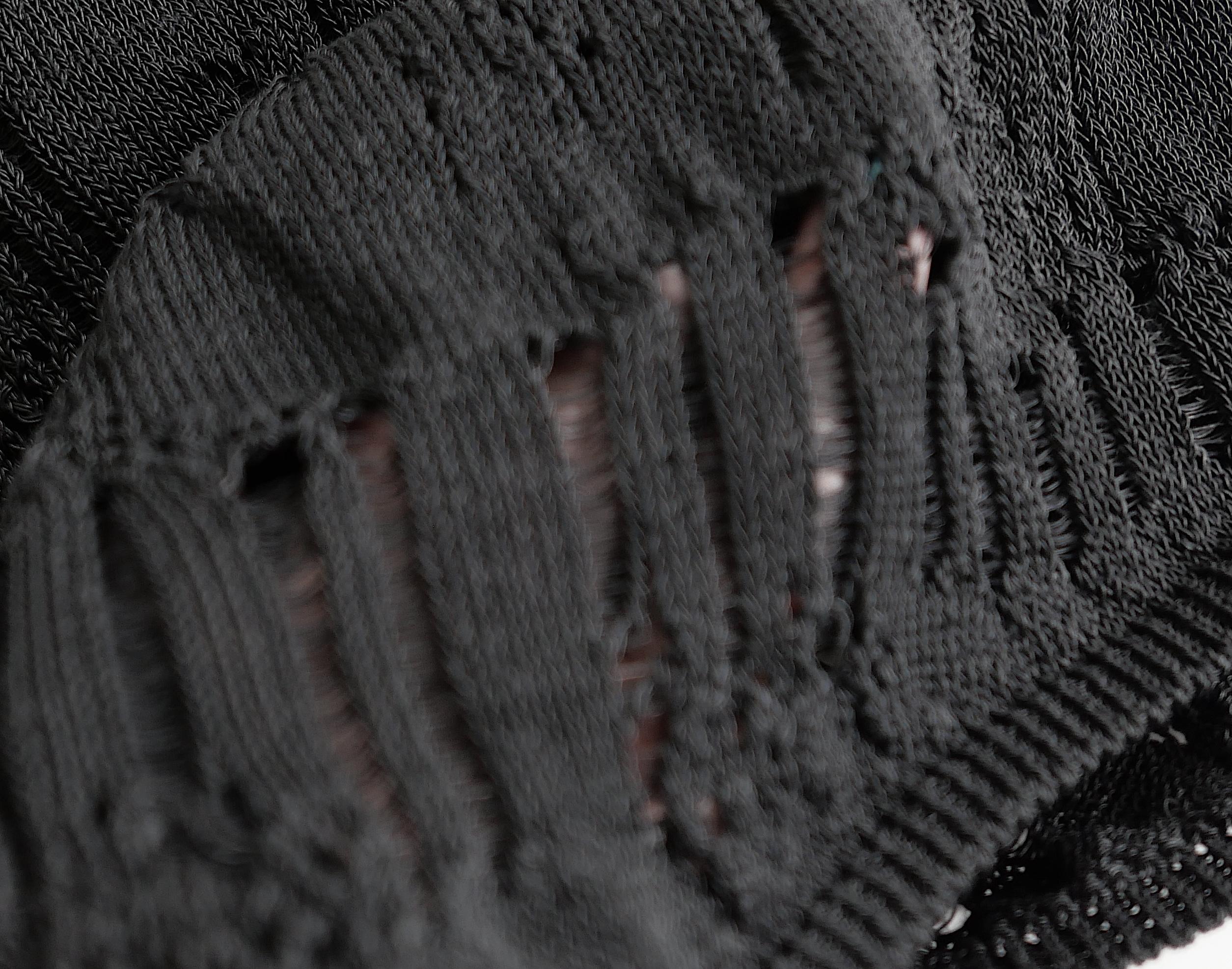 Ann Demeulemeester Barbel Shredded Knit Tank Top (Schwarz) im Angebot