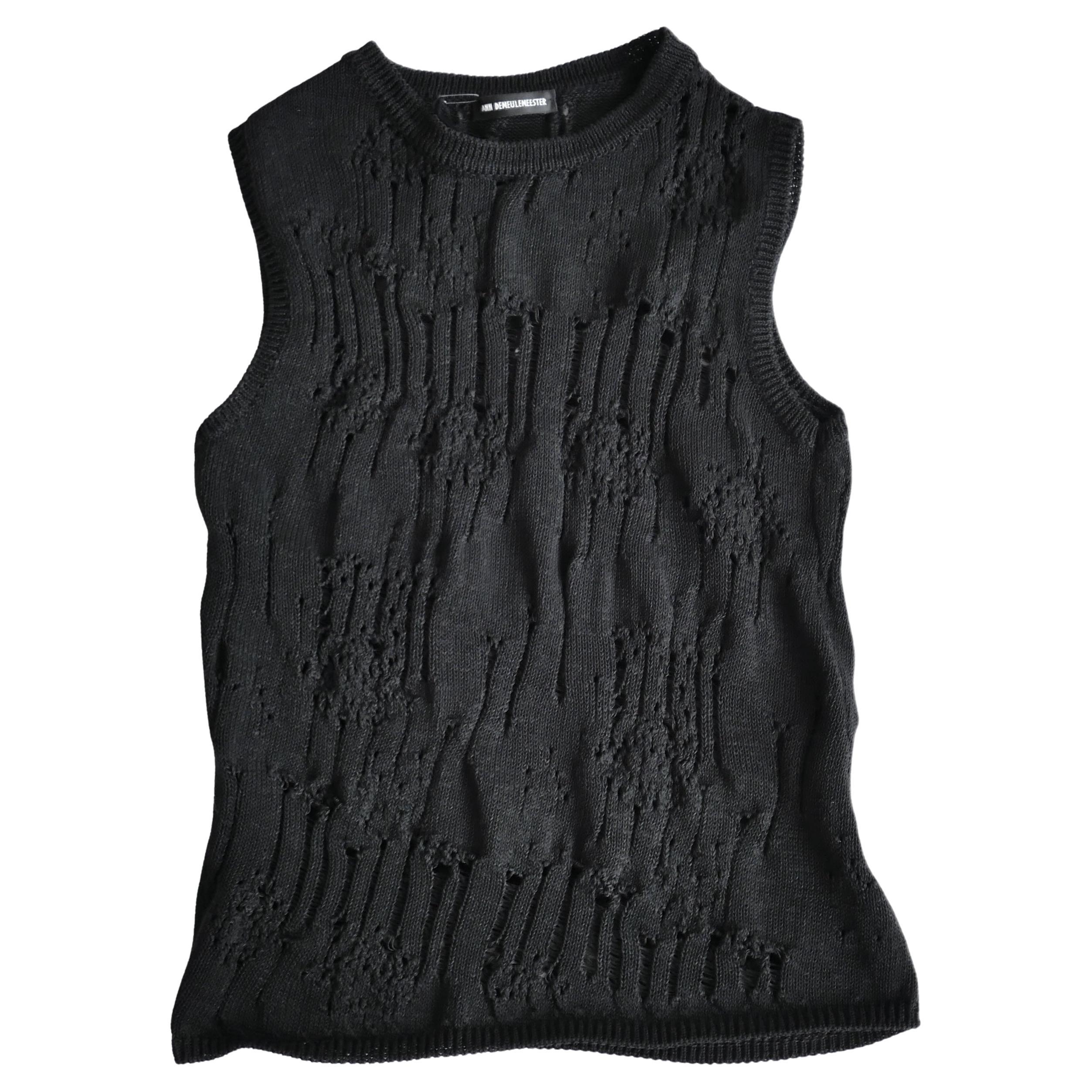 Ann Demeulemeester Barbel Shredded Knit Tank Top im Angebot
