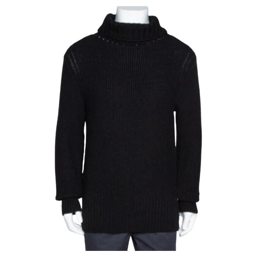 Ann Demeulemeester Black Alpaca Wool Knit Pepito Roll Neck Jumper M in vendita