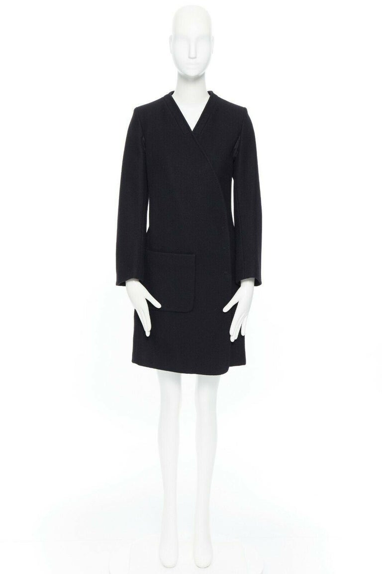 ANN DEMEULEMEESTER black asymmetrical wool coat darted trimmed minimal