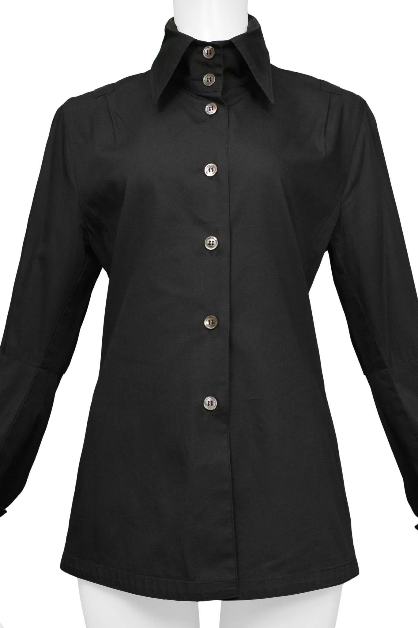 Women's Ann Demeulemeester Black Cotton Button Shirt Top