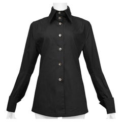 Ann Demeulemeester - Top camicia con bottoni in cotone nero