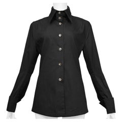 Vintage Ann Demeulemeester Black Cotton Button Shirt Top