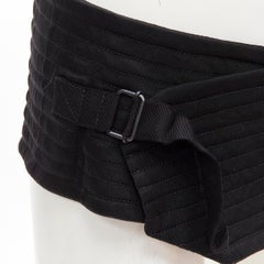 ANN DEMEULEMEESTER black cotton fabric quilted wrap buckle wide obi belt