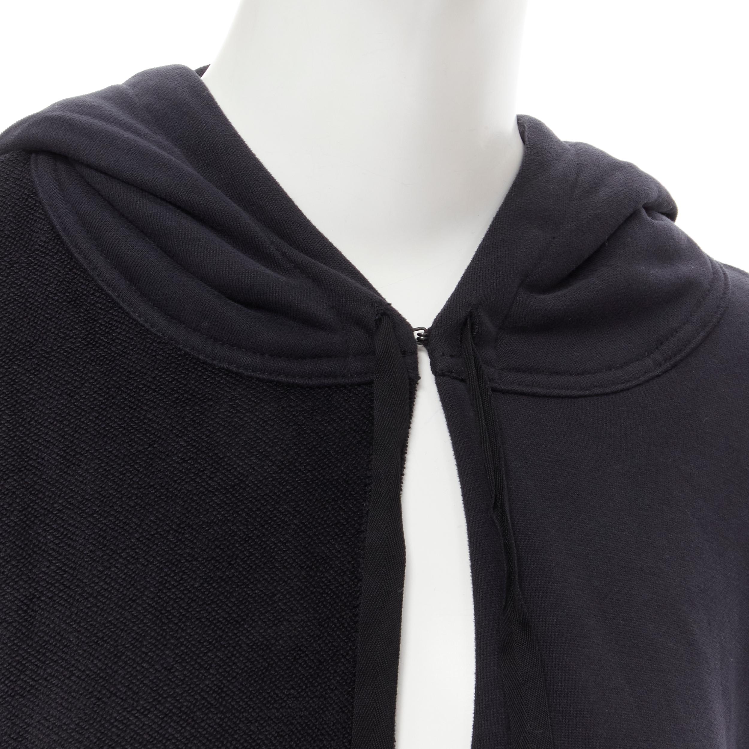 ANN DEMEULEMEESTER black cotton jersey split twist deconstructed hoodie FR34 XS 1