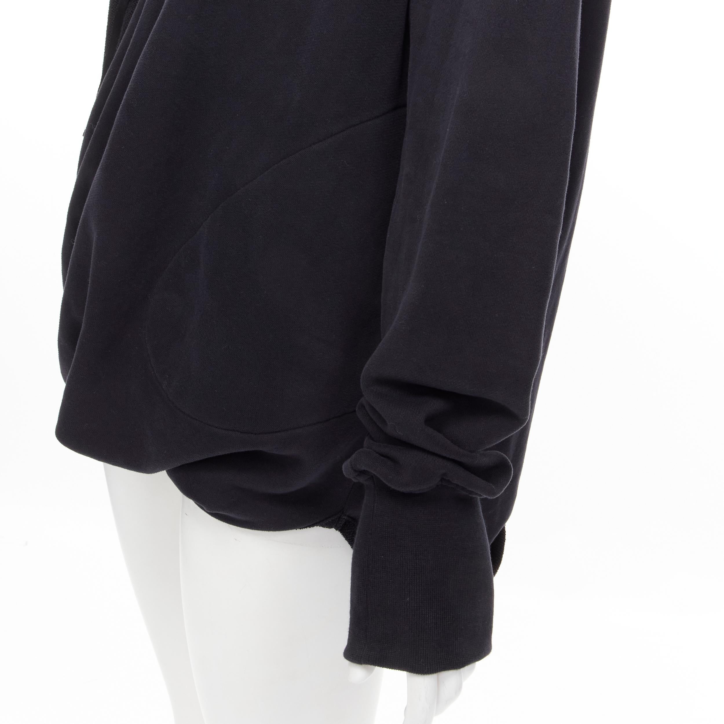 ANN DEMEULEMEESTER black cotton jersey split twist deconstructed hoodie FR34 XS 2