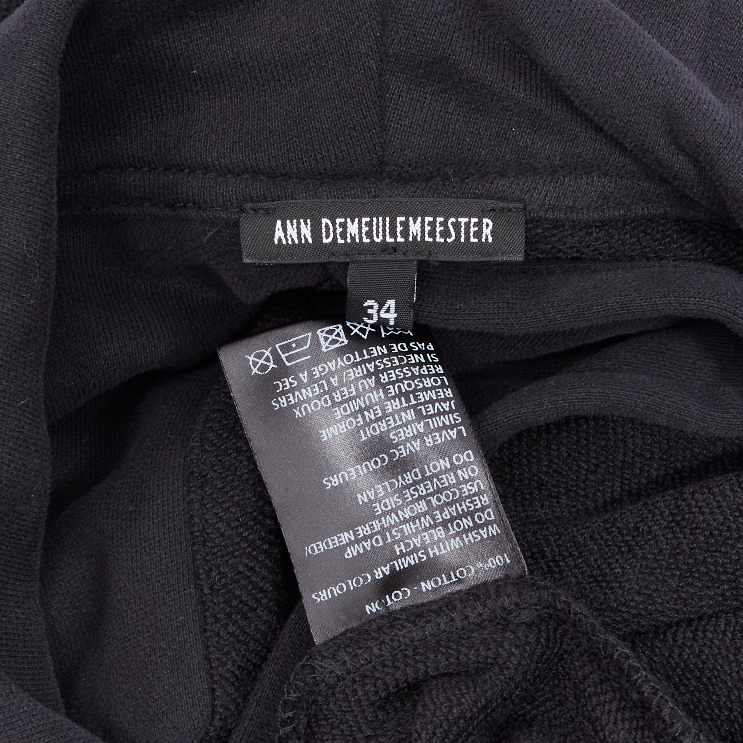 ANN DEMEULEMEESTER black cotton jersey split twist deconstructed hoodie FR34 XS 3