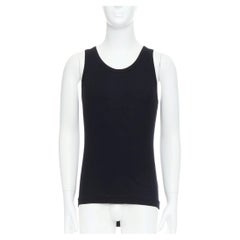 ANN DEMEULEMEESTER Camiseta de tirantes negra de algodón acanalado con cuello redondo M