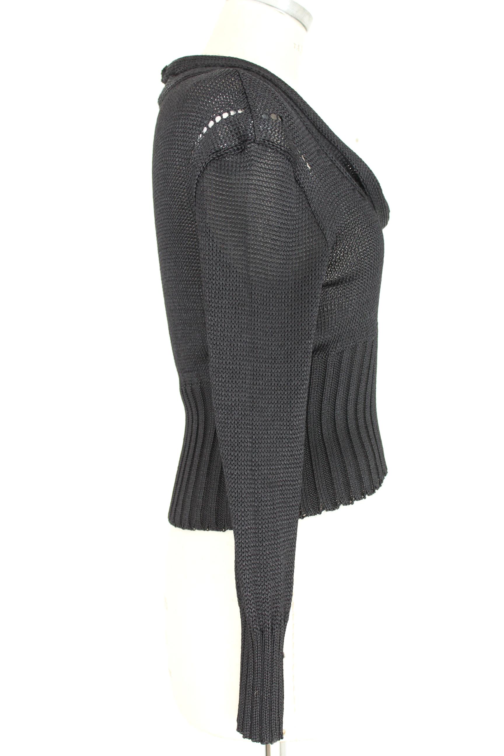 Ann Demeulemeester Black Cotton Short Openwork Sweater In Excellent Condition In Brindisi, Bt