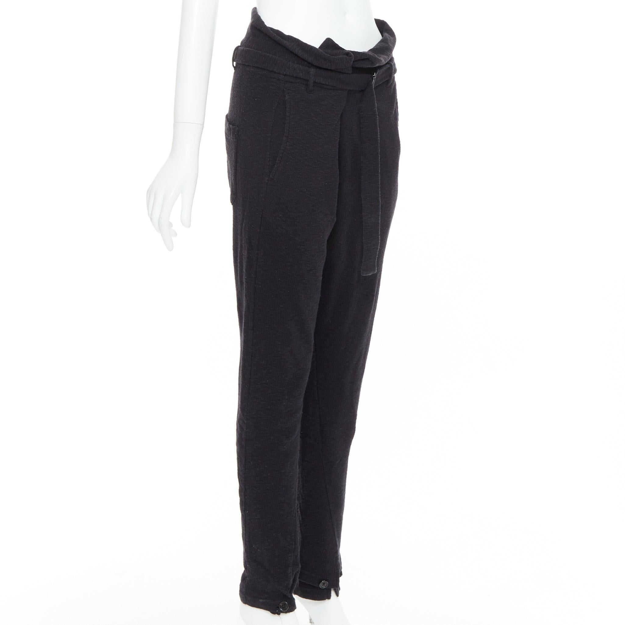 ANN DEMEULEMEESTER Schwarze Baumwoll-Wollstrickhose mit Gürtel S im Zustand „Relativ gut“ im Angebot in Hong Kong, NT