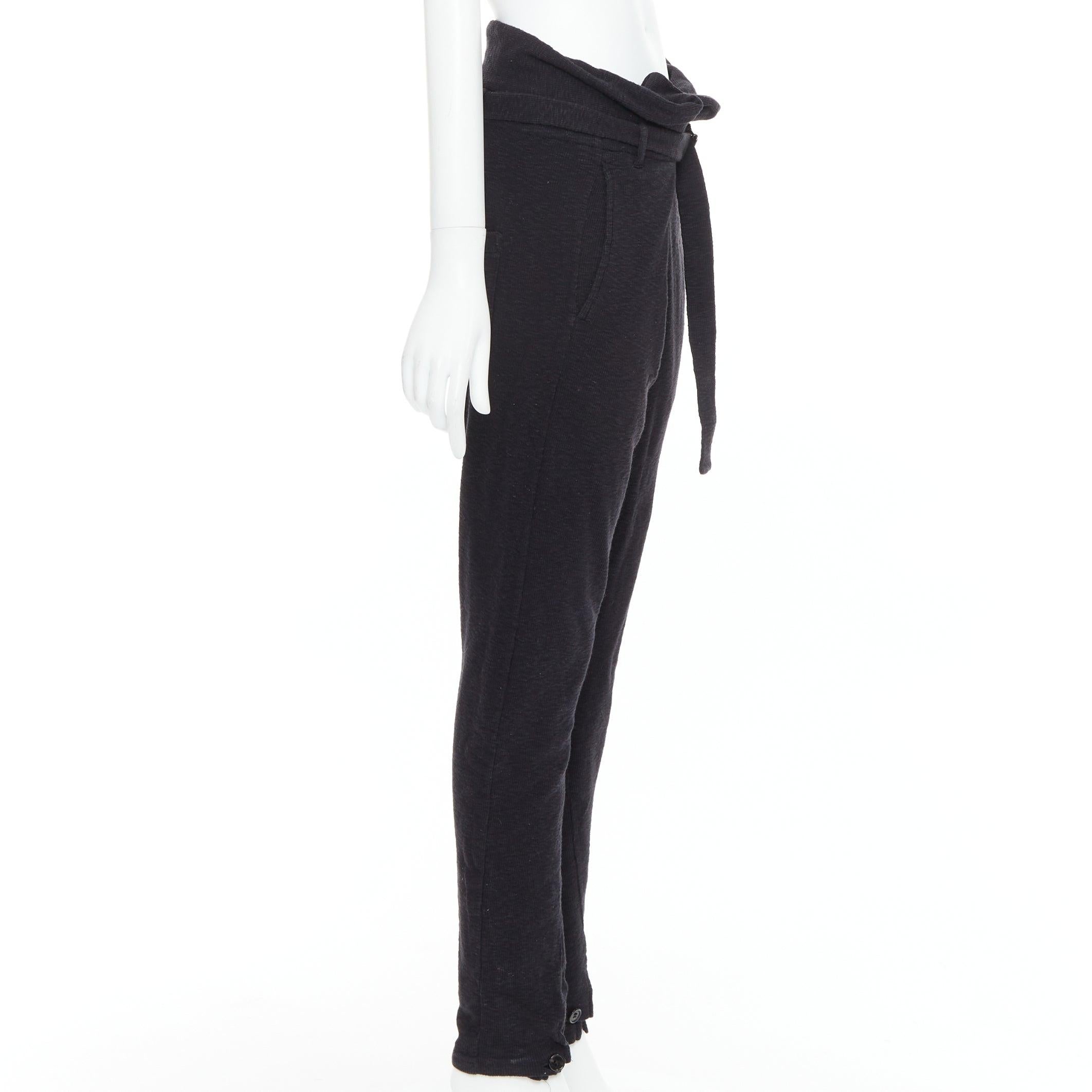 ANN DEMEULEMEESTER Schwarze Baumwoll-Wollstrickhose mit Gürtel S Herren im Angebot