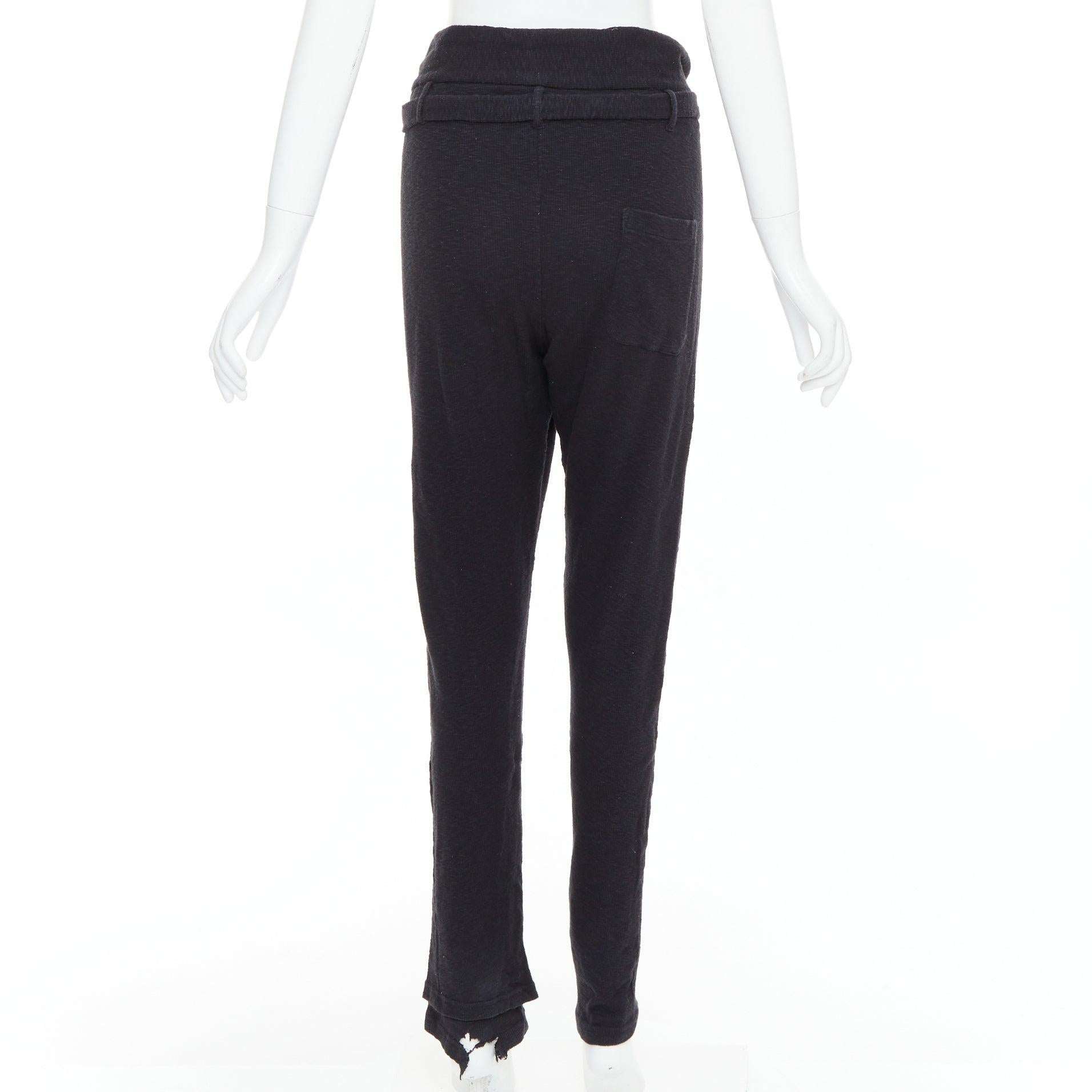 ANN DEMEULEMEESTER Schwarze Baumwoll-Wollstrickhose mit Gürtel S im Angebot 1