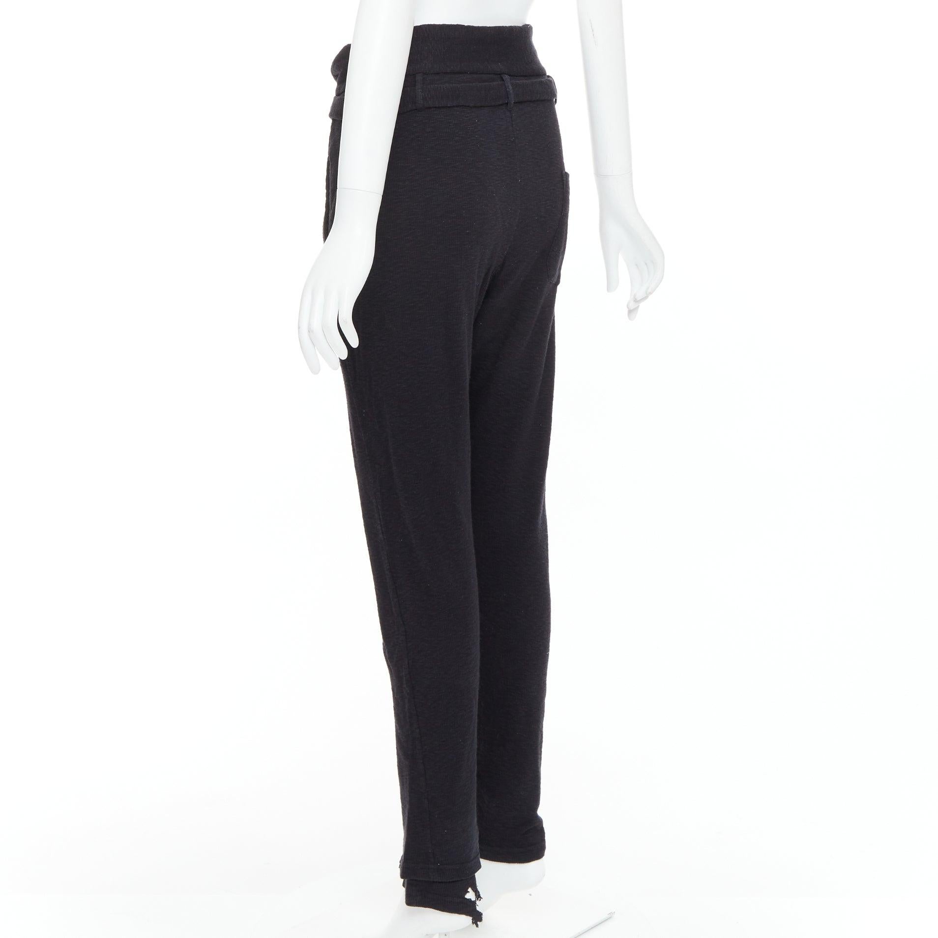 ANN DEMEULEMEESTER Schwarze Baumwoll-Wollstrickhose mit Gürtel S im Angebot 2