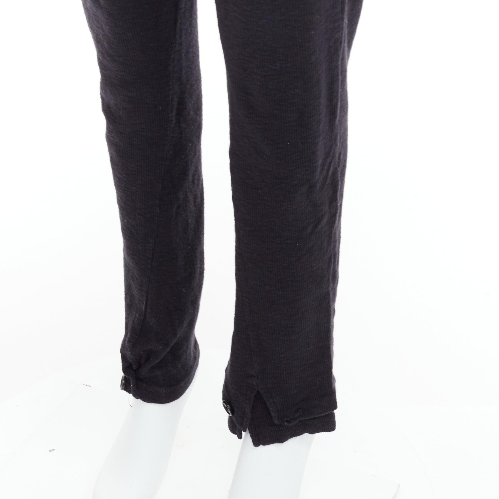 ANN DEMEULEMEESTER Schwarze Baumwoll-Wollstrickhose mit Gürtel S im Angebot 3