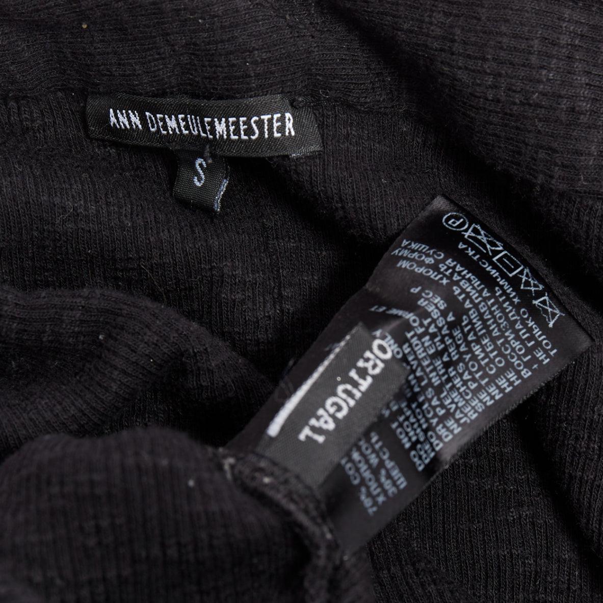 ANN DEMEULEMEESTER Schwarze Baumwoll-Wollstrickhose mit Gürtel S im Angebot 4