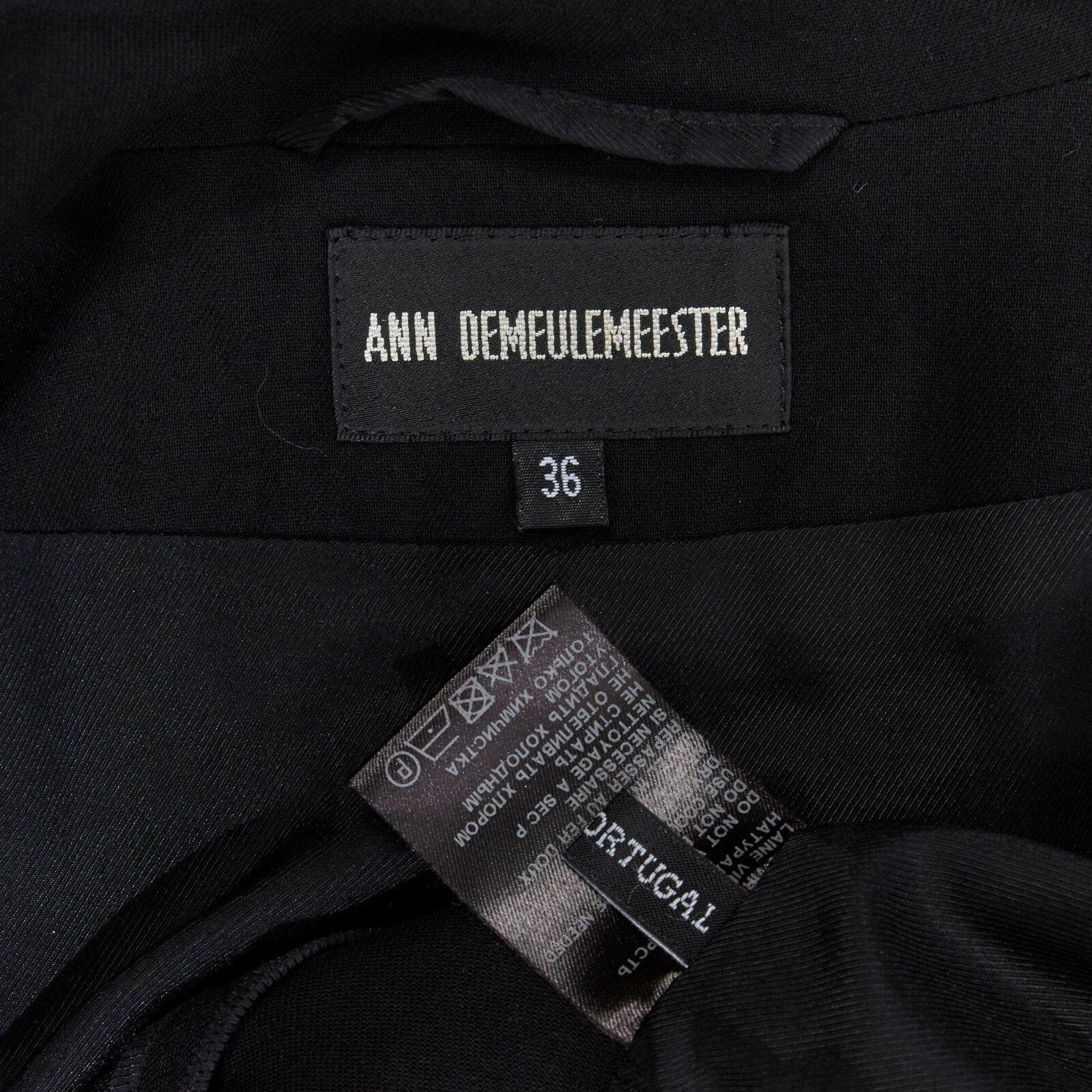 ANN DEMEULEMEESTER black draped front classic wool blazer jacket FR36 US2 UK8 S 6
