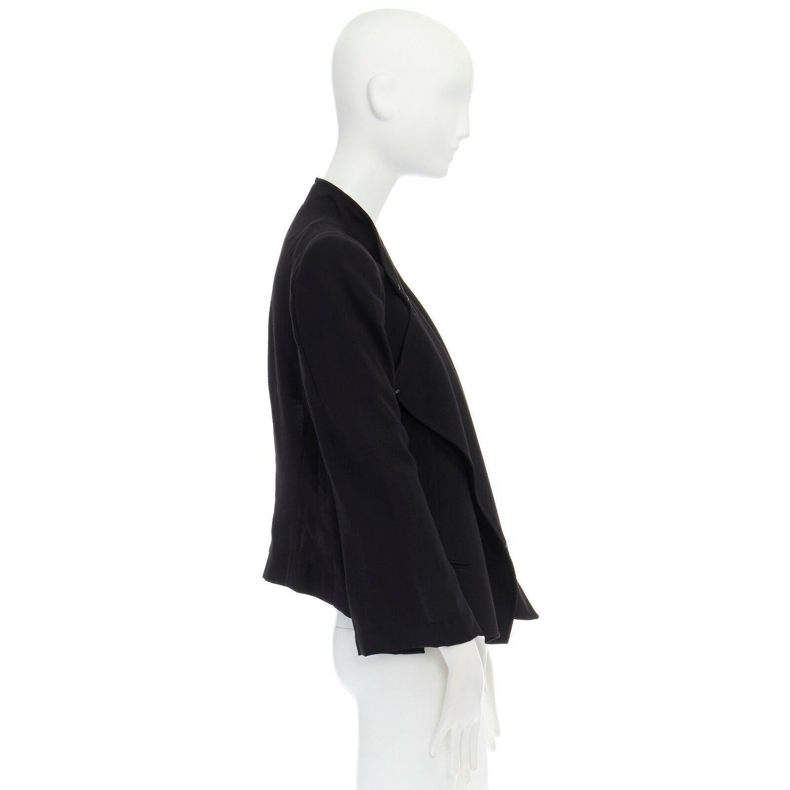 ANN DEMEULEMEESTER black draped front classic wool blazer jacket FR36 US2 UK8 S 1