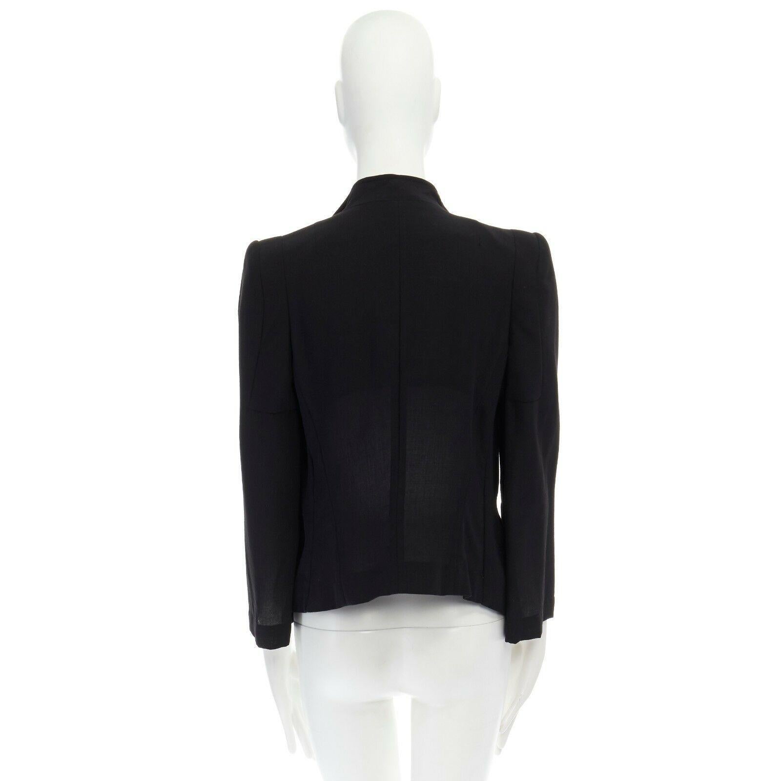 ANN DEMEULEMEESTER black draped front classic wool blazer jacket FR36 US2 UK8 S 2