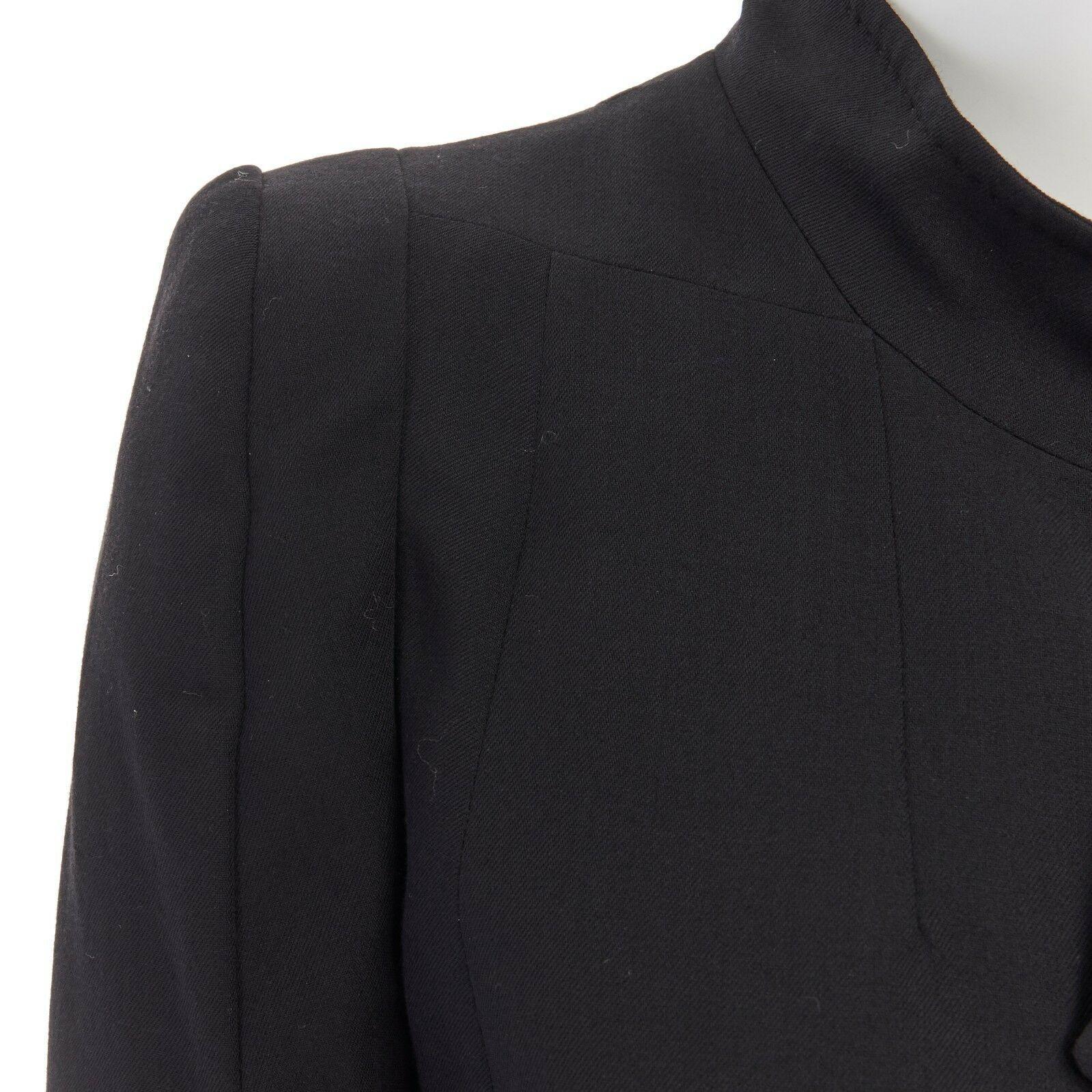 ANN DEMEULEMEESTER black draped front classic wool blazer jacket FR36 US2 UK8 S 4