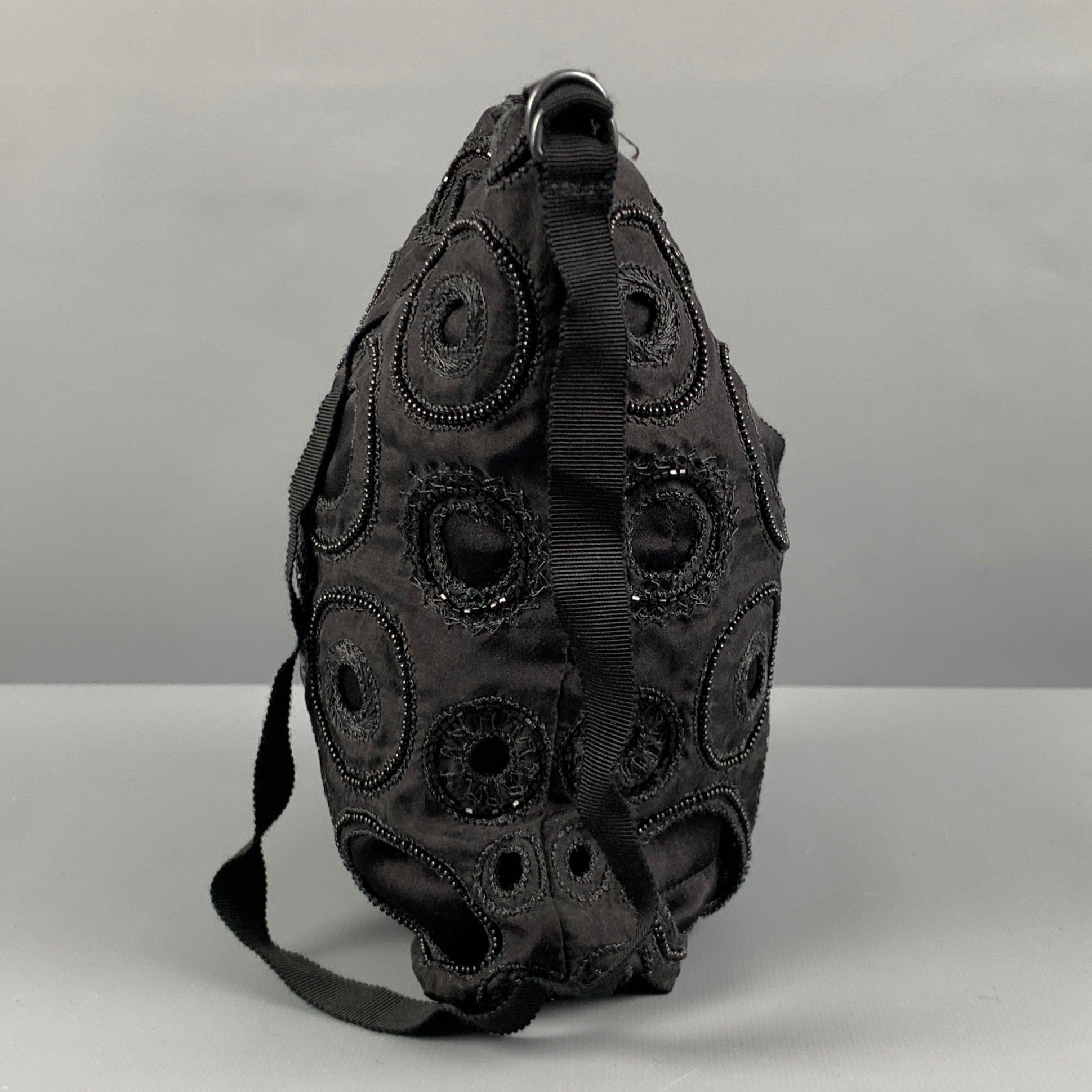 ANN DEMEULEMEESTER Black Embroidered Beaded Cross Body Handbag For Sale 1