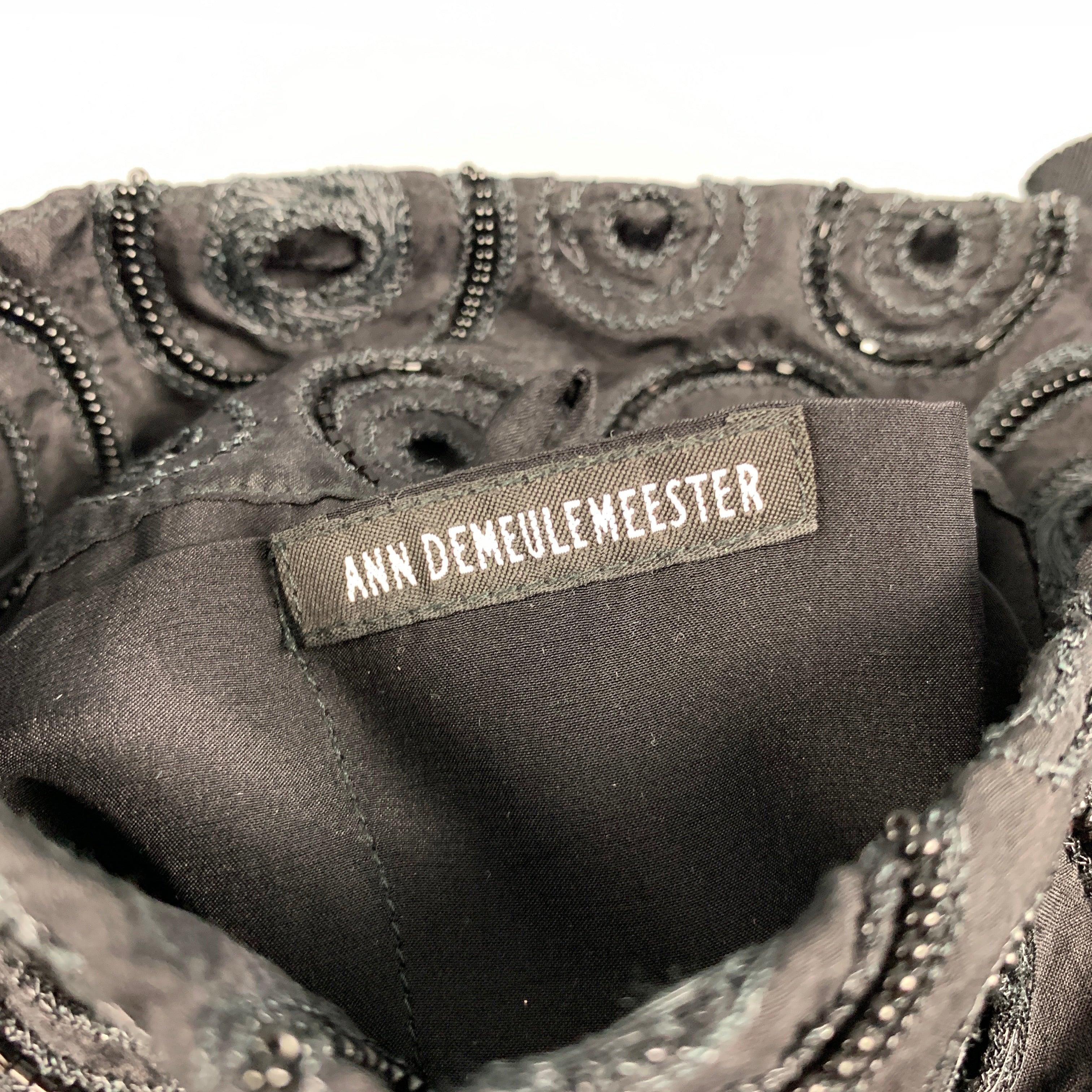 ANN DEMEULEMEESTER Black Embroidered Beaded Cross Body Handbag For Sale 3
