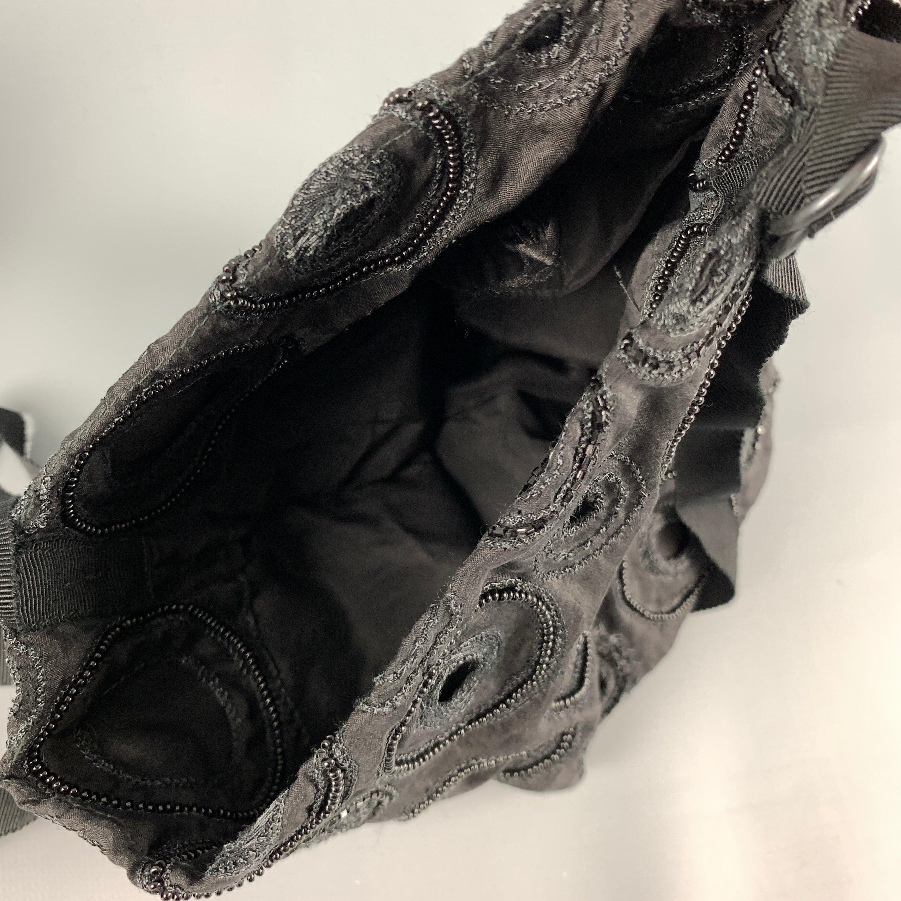 ANN DEMEULEMEESTER Black Embroidered Beaded Cross Body Handbag For Sale 4