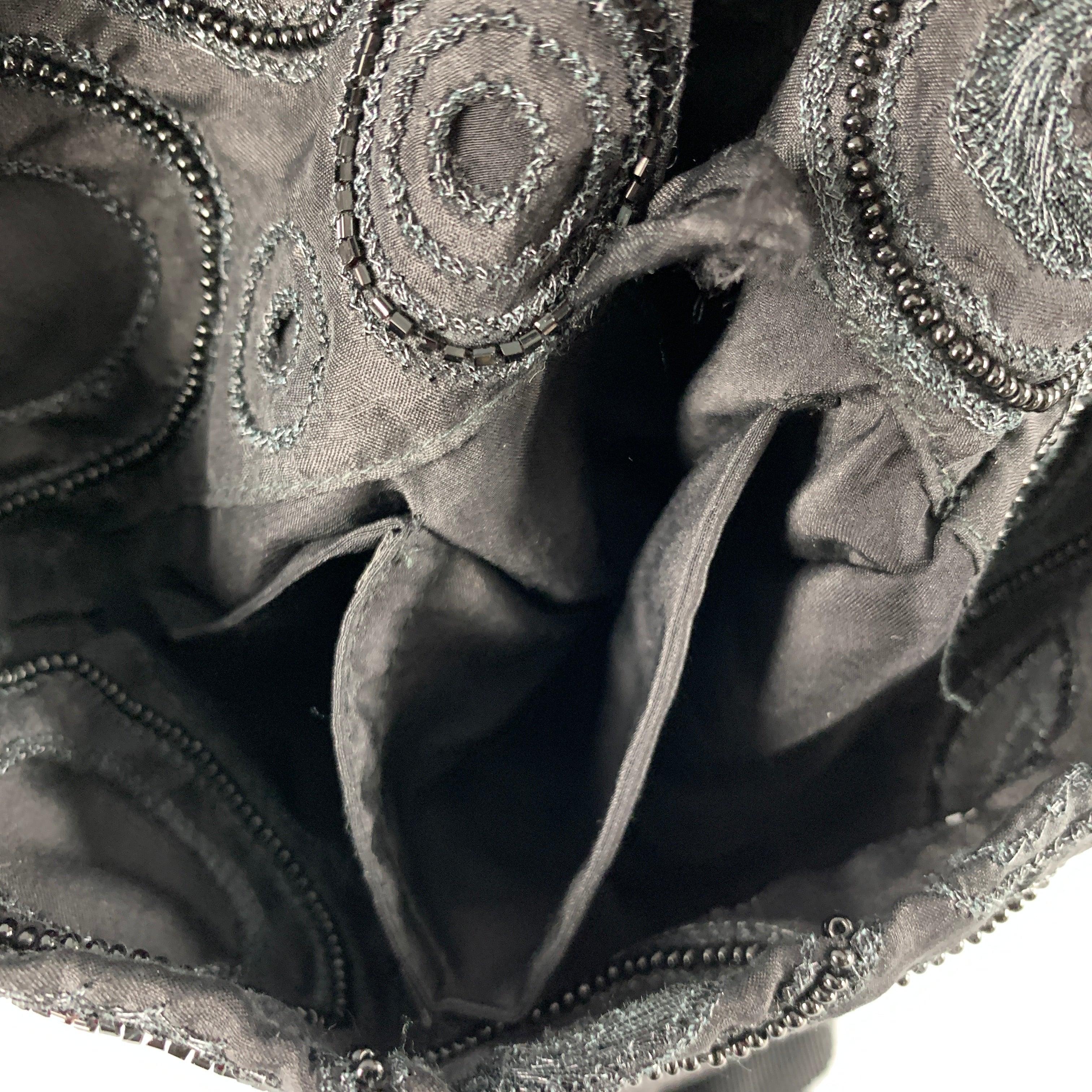 ANN DEMEULEMEESTER Black Embroidered Beaded Cross Body Handbag For Sale 5
