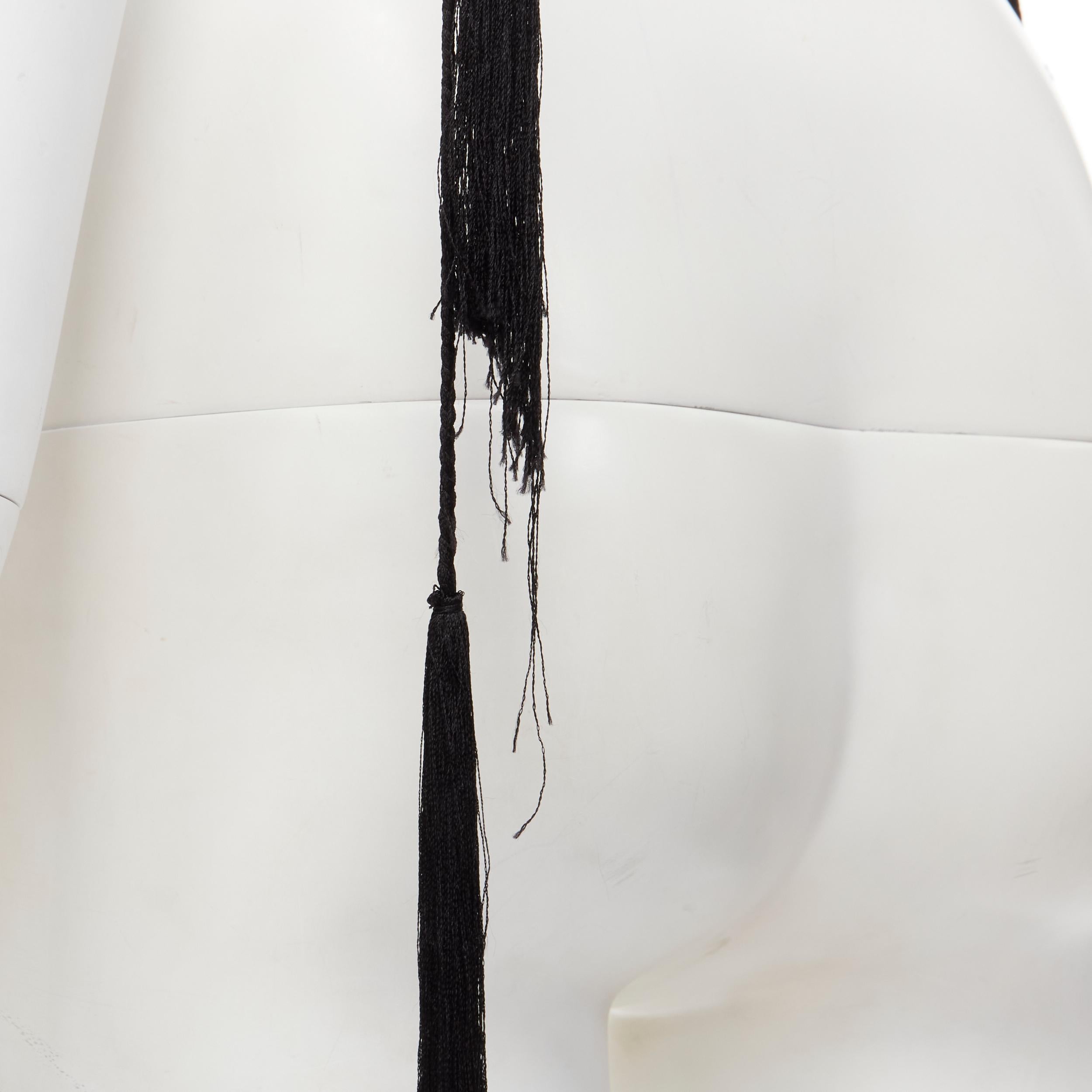 Women's ANN DEMEULEMEESTER black fringe tassel embellished silk pouch crossbody bag