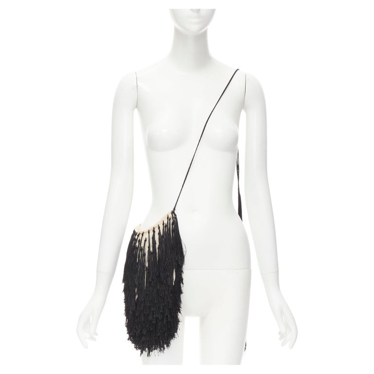 ANN DEMEULEMEESTER black fringe tassel embellished silk pouch crossbody bag  at 1stDibs | ann demeulemeester purse