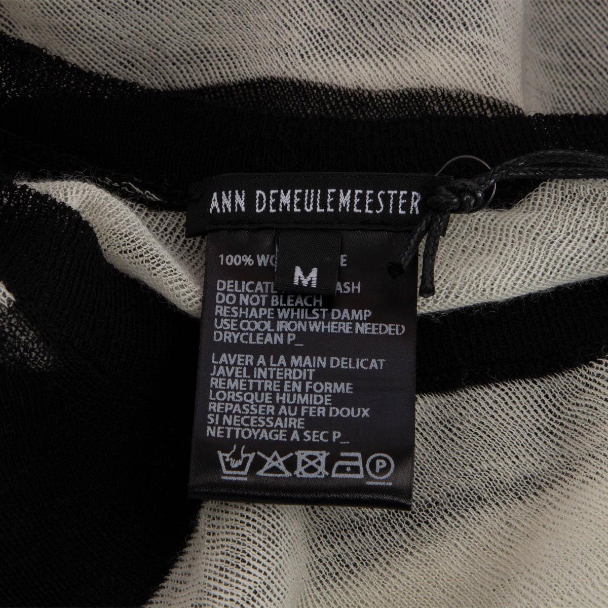 Black ANN DEMEULEMEESTER black & ivory wool STRIPED LONG Sweater M For Sale