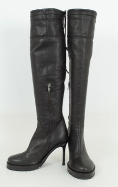 Ann Demeulemeester Black Laced Stiletto Boot with Lug Platform – 37 ½, 2015