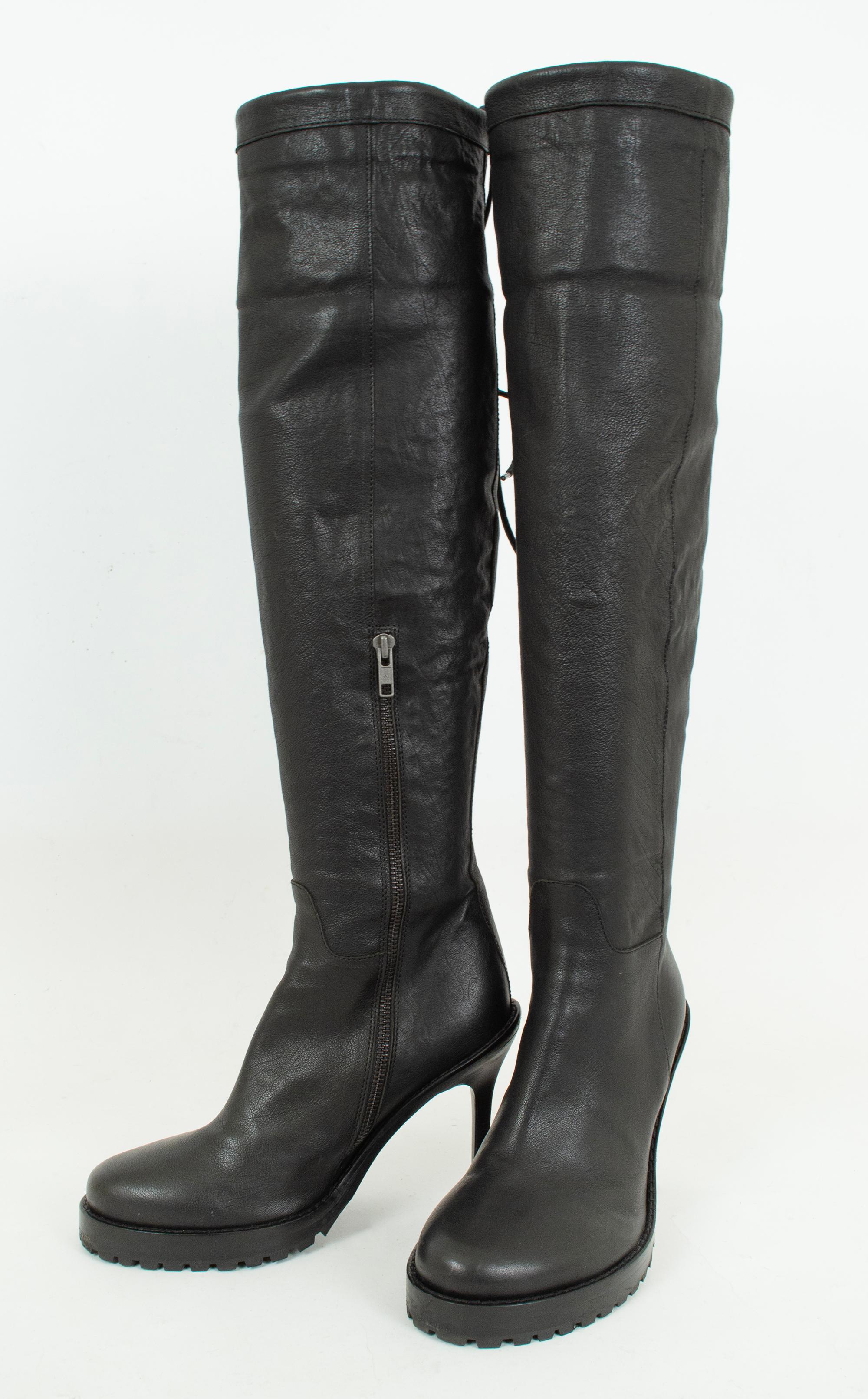 Noir Ann Demeulemeester Bottes à talon aiguille lacé noir avec plateforme à crampons - 37 ½, 2015. en vente