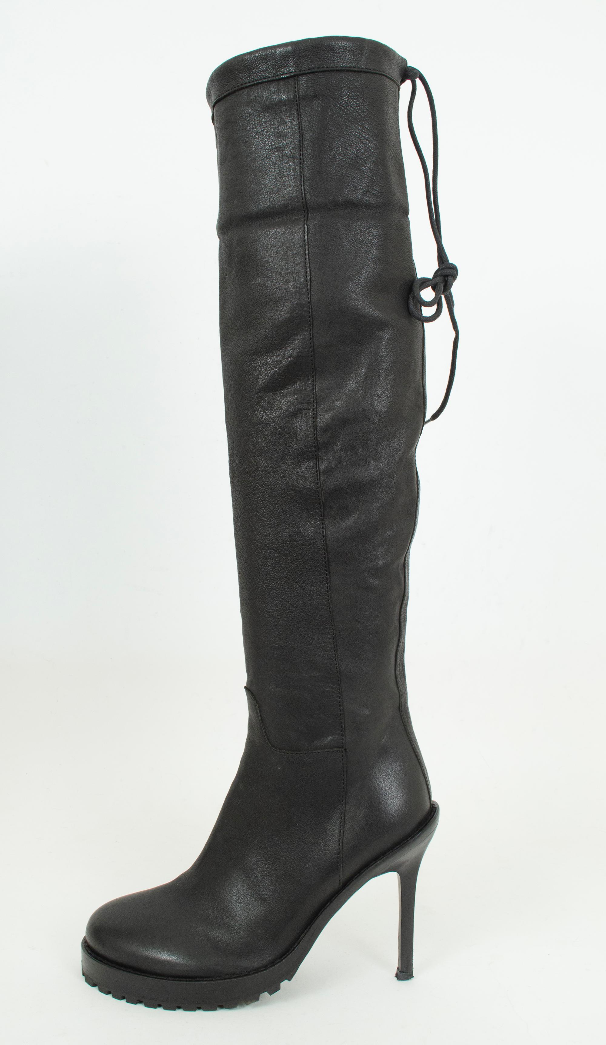 Ann Demeulemeester Bottes à talon aiguille lacé noir avec plateforme à crampons - 37 ½, 2015. Pour femmes en vente