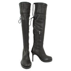 Ann Demeulemeester Black Laced Stiletto Boot with Lug Platform – 37 ½, 2015