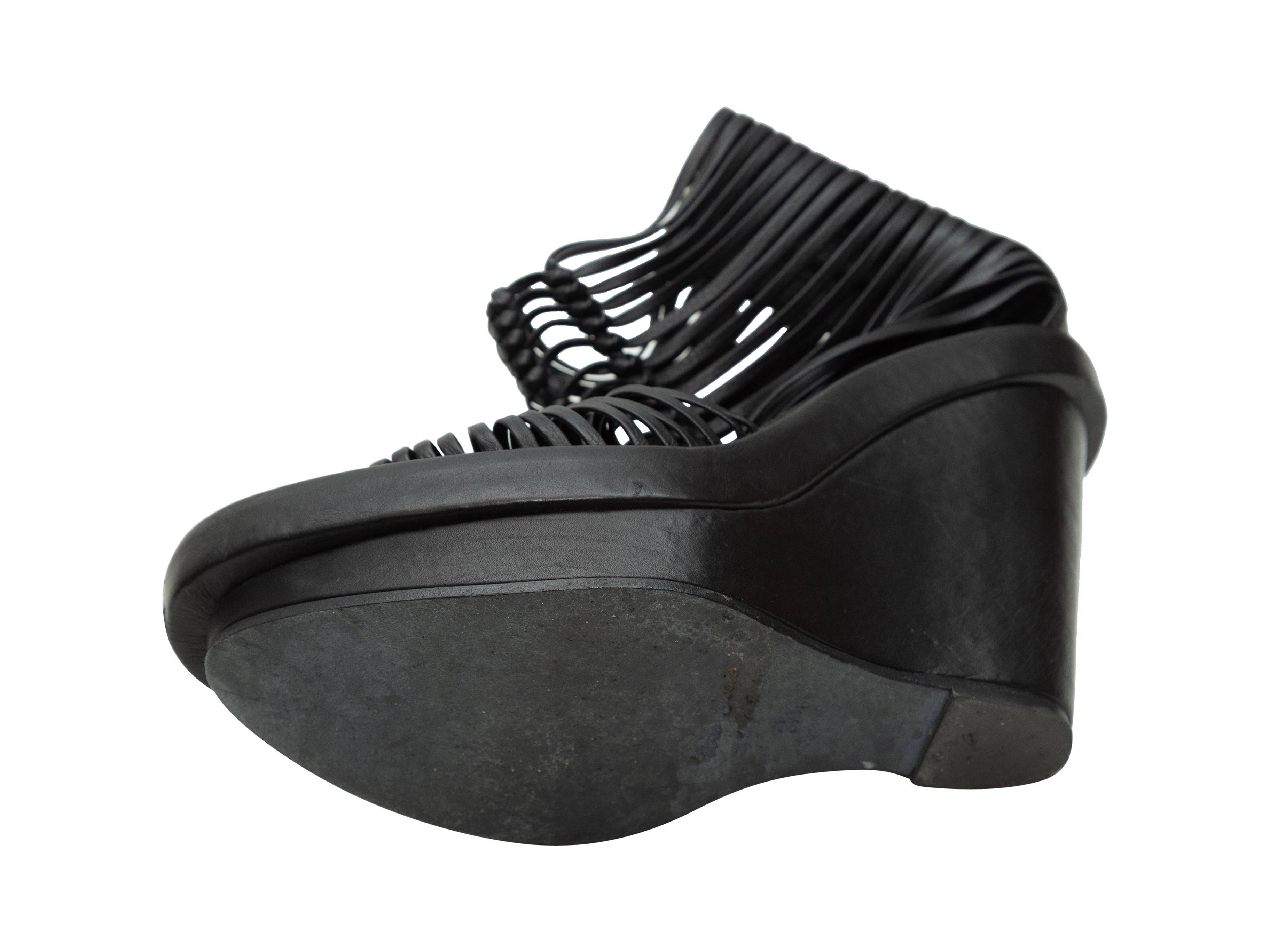 Ann Demeulemeester Black Leather Cage Wedges 1