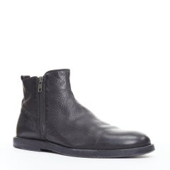 ANN DEMEULEMEESTER black leather double zip flat ankle boots EU39