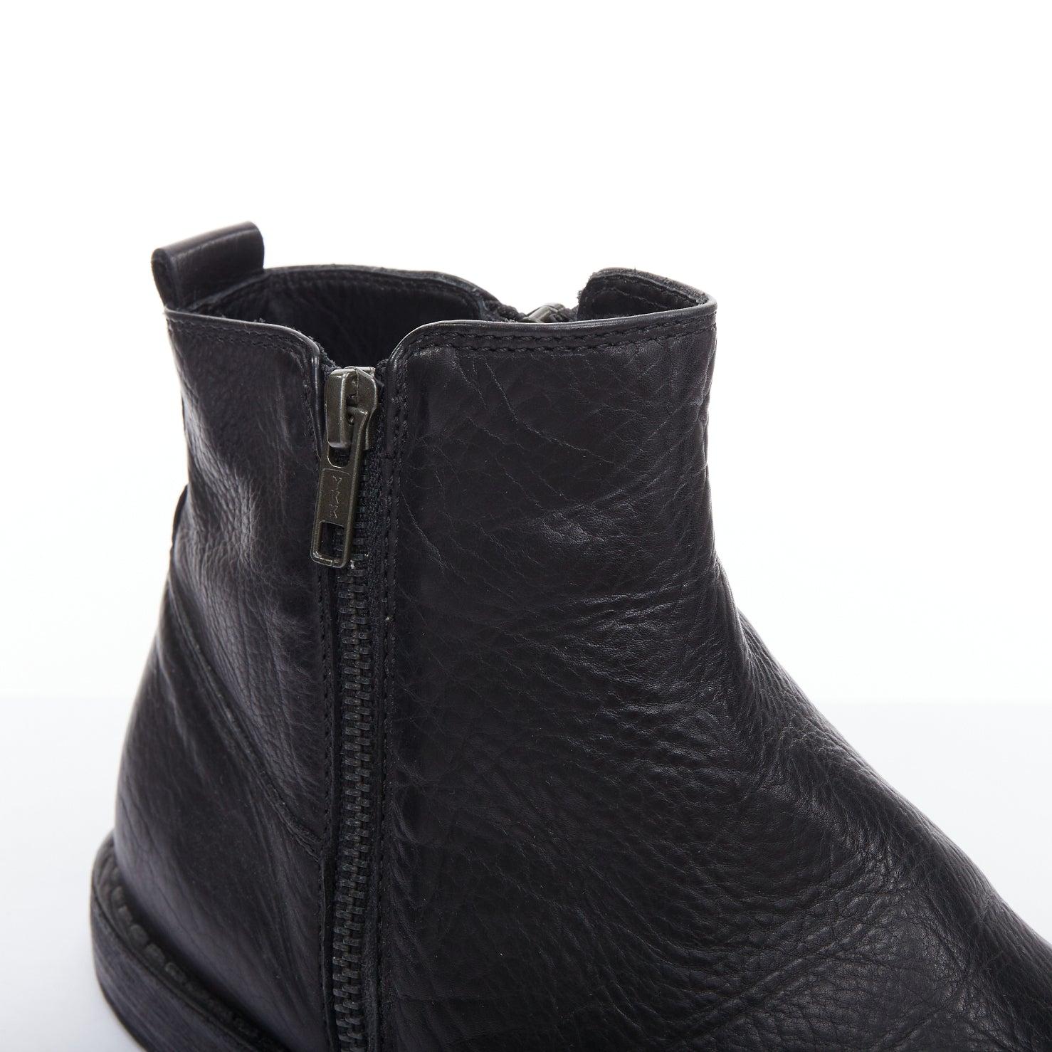 ANN DEMEULEMEESTER black leather double zip flat ankle boots EU40.5 For Sale 3