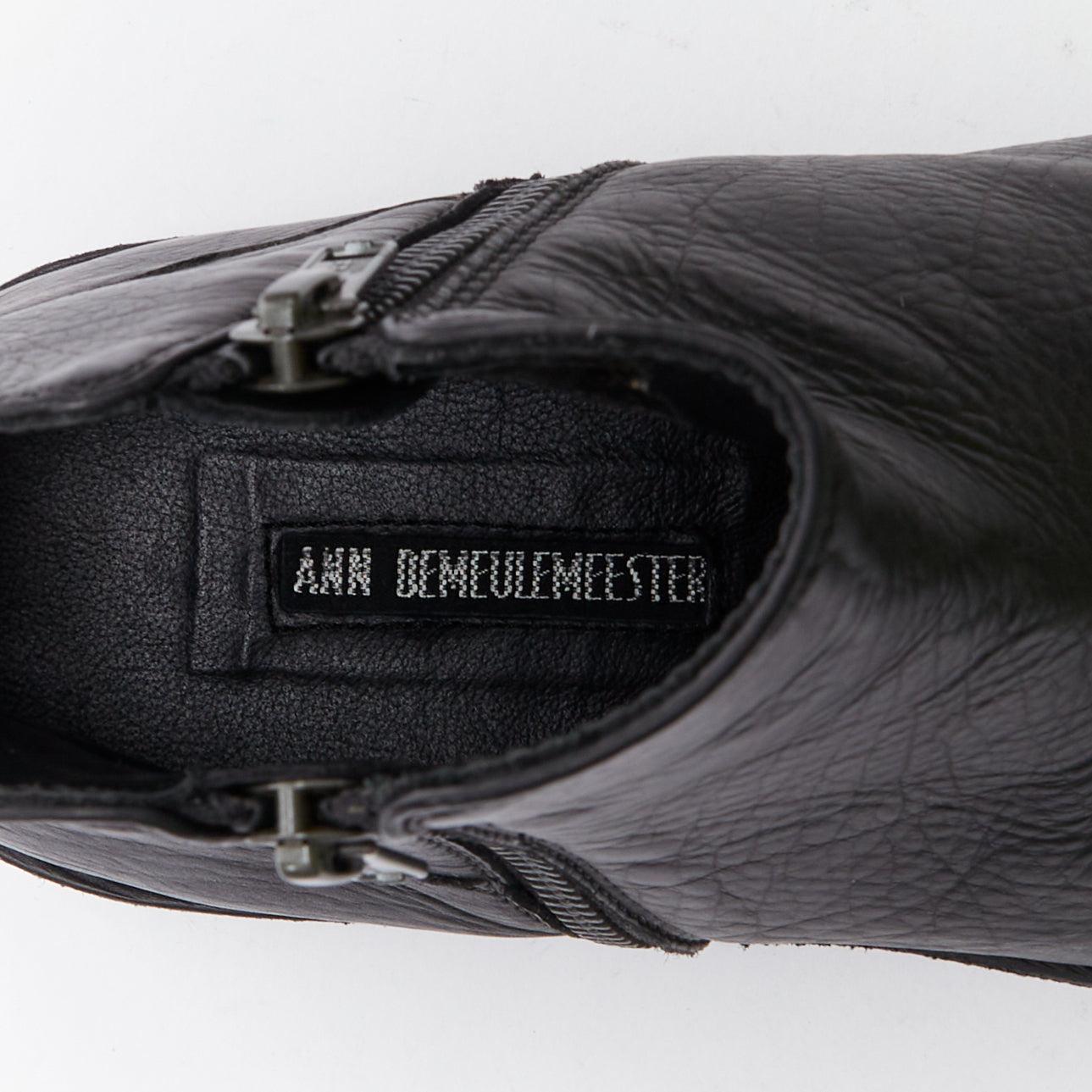 ANN DEMEULEMEESTER black leather double zip flat ankle boots EU40.5 For Sale 4