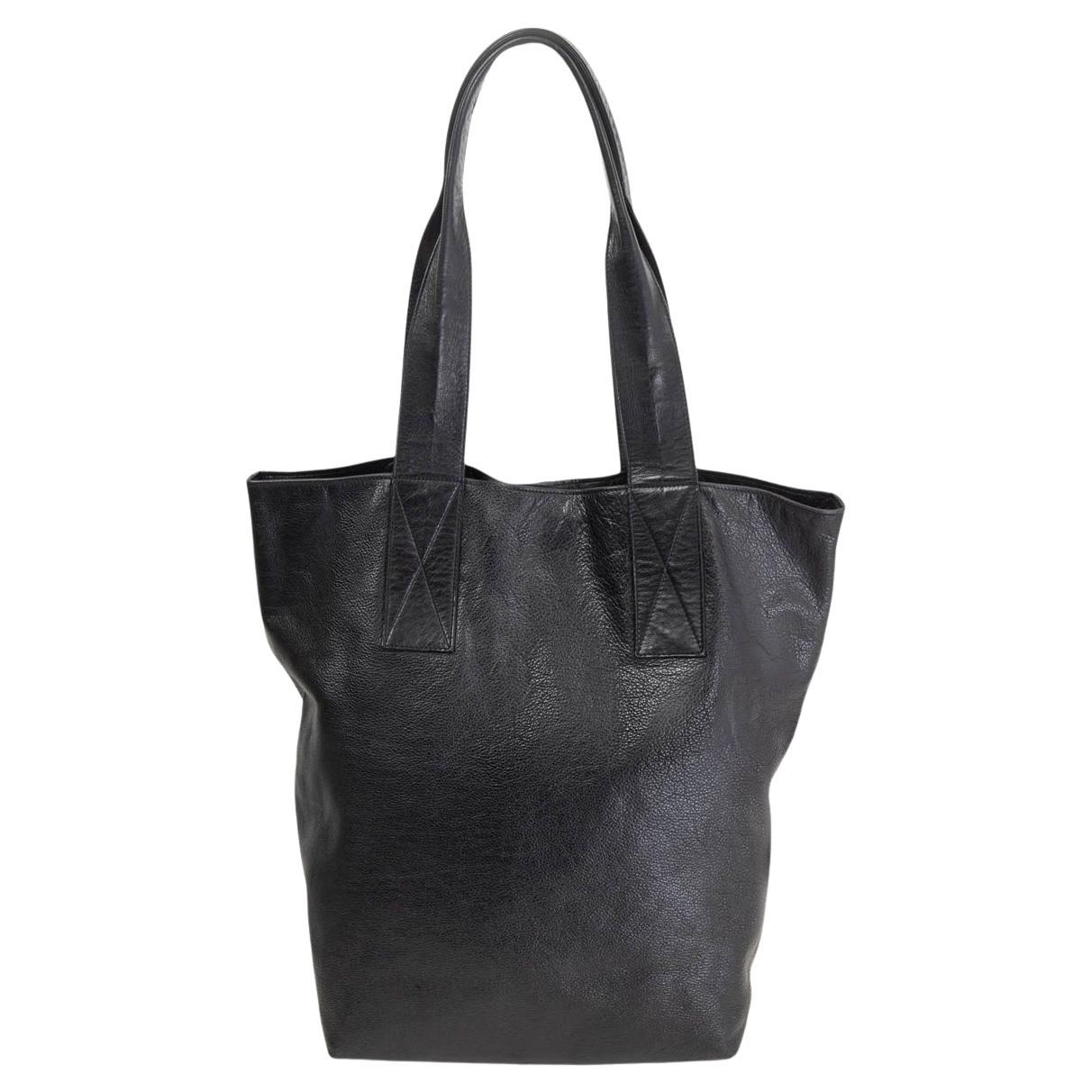 ANN DEMEULEMEESTER black leather SOFT SHOPPER Shoulder Bag